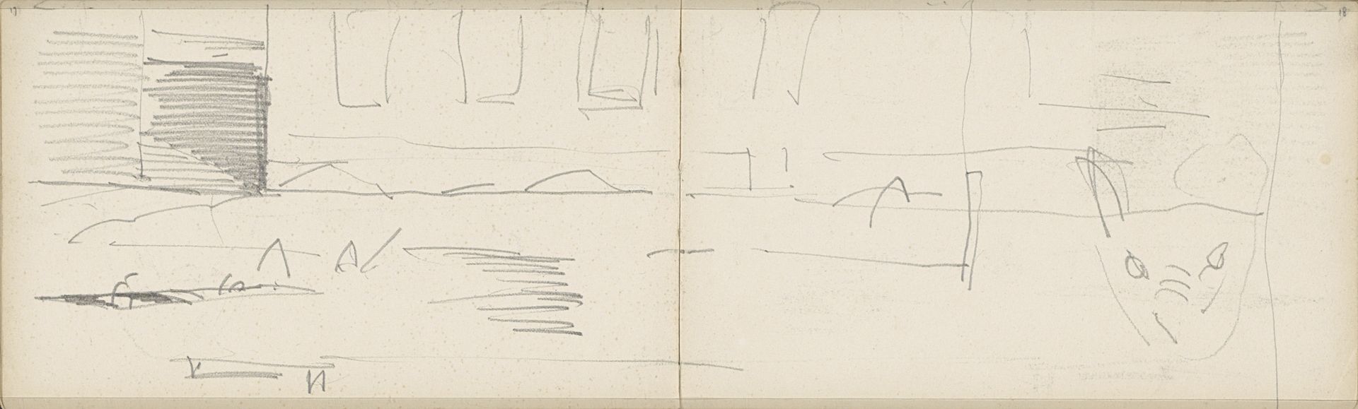 Studie, mogelijk van gebouwen langs het water by George Hendrik Breitner