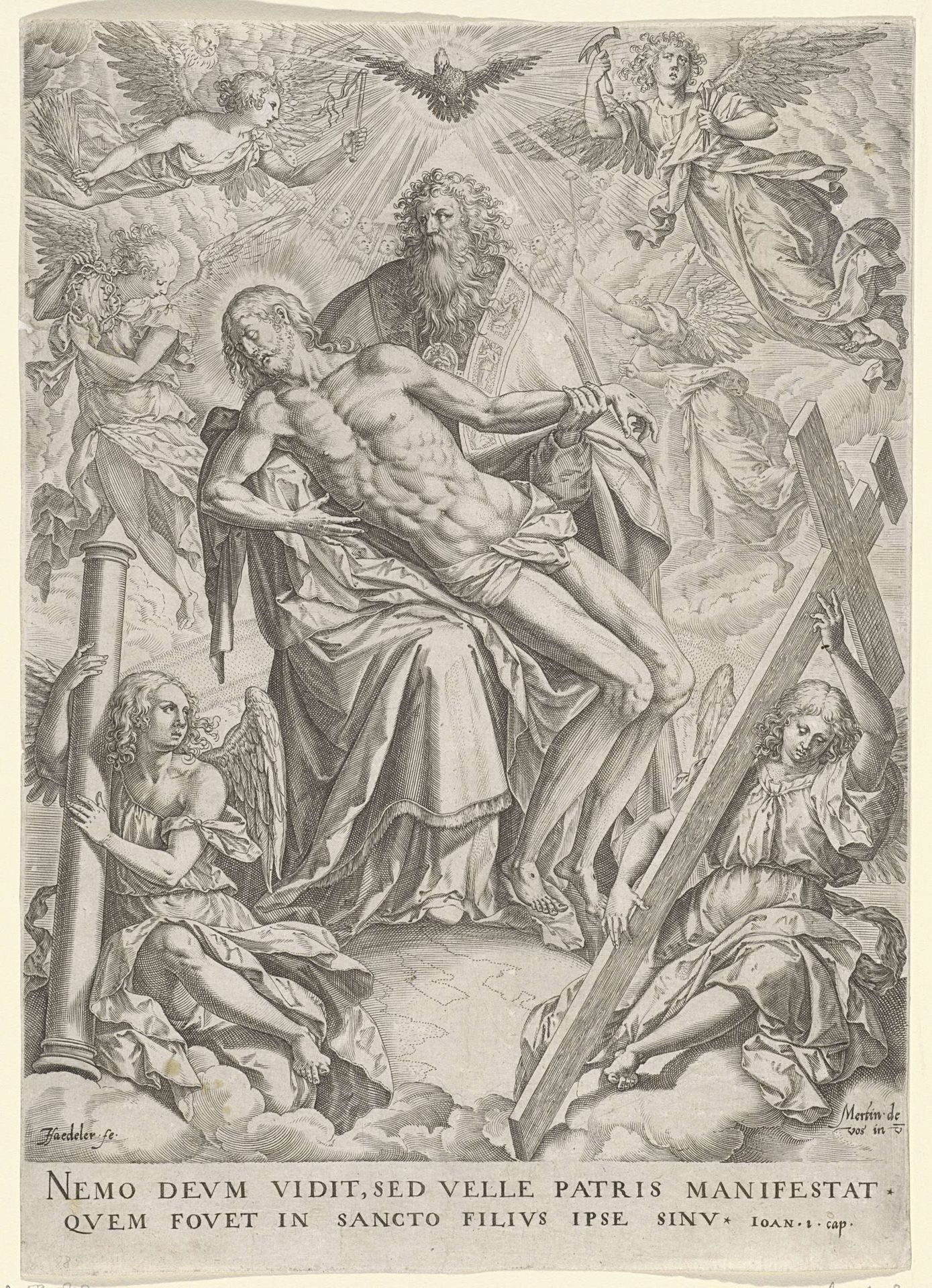 De heilige Drieëenheid by Johann Sadeler I