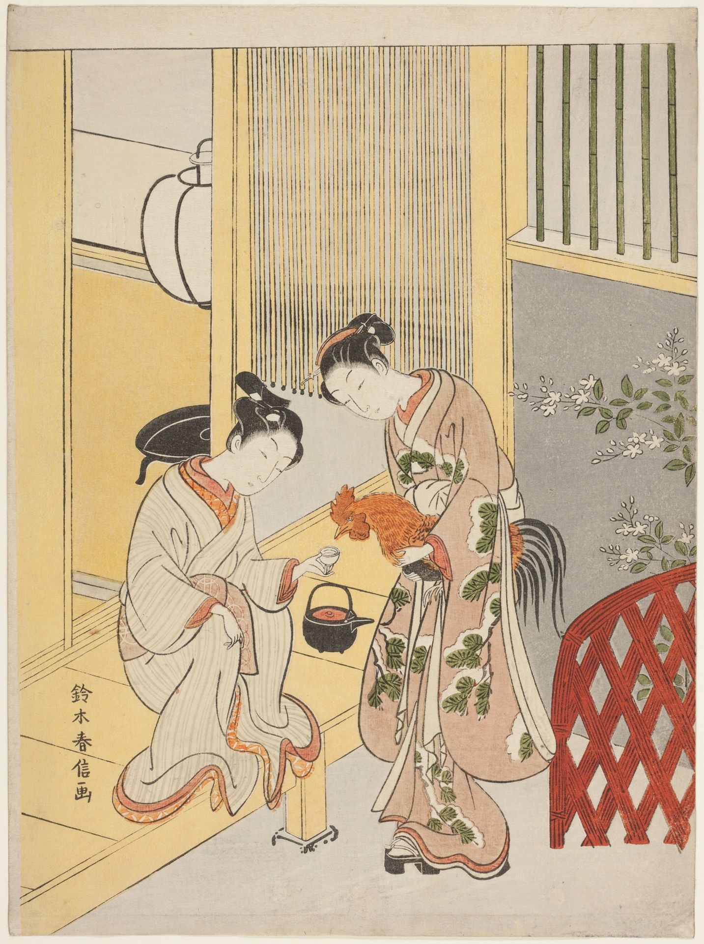 Delaying the announcement of dawn by Suzuki Harunobu 鈴木春信