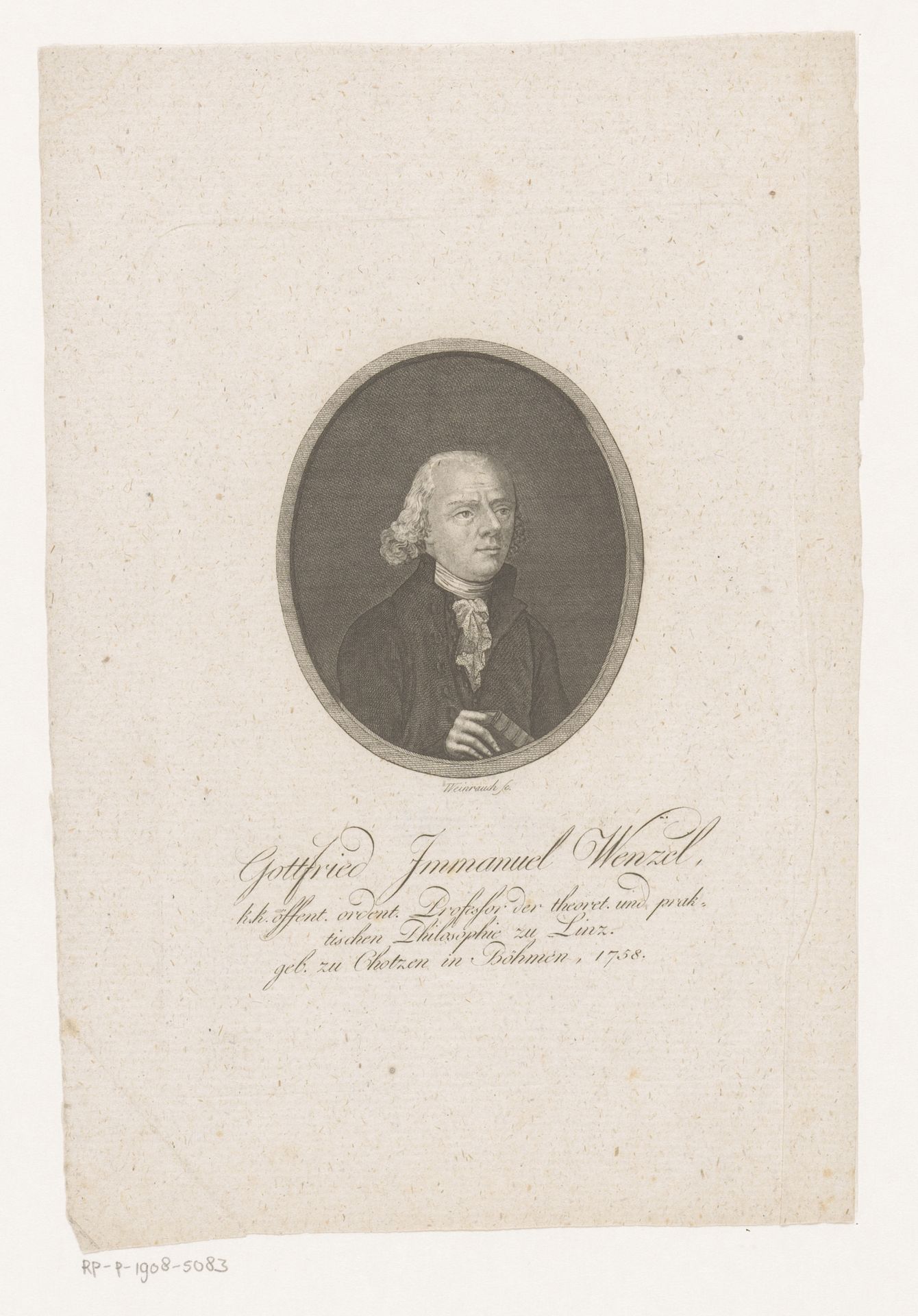 Portret van Gottfried Immanuel Wenzel by Caspar Weinrauch