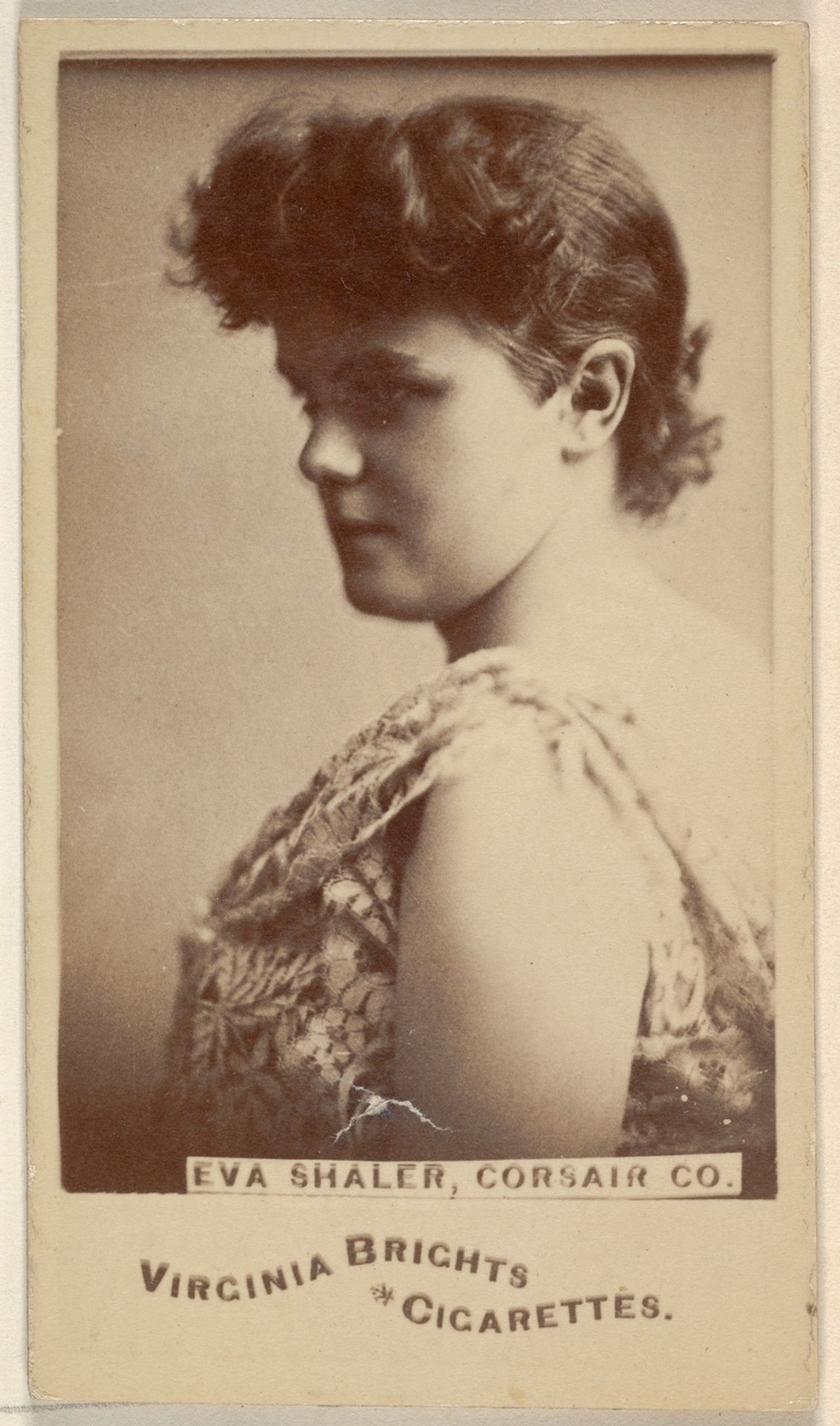 Eva Shaler, Corsair Co., from the Actors and Actresses series (N45, Type 6) for Virginia Brights Cigarettes by Allen & Ginter