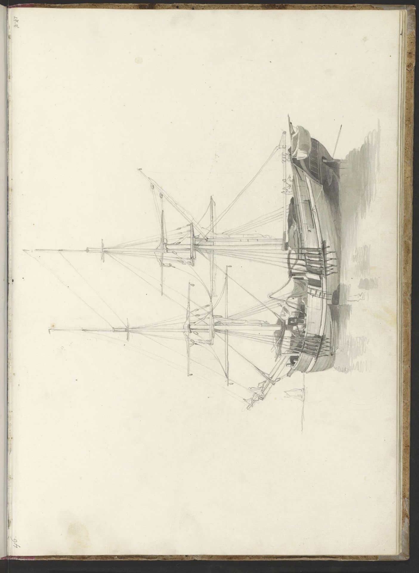 Tweemaster op het water by Johannes Christiaan Schotel