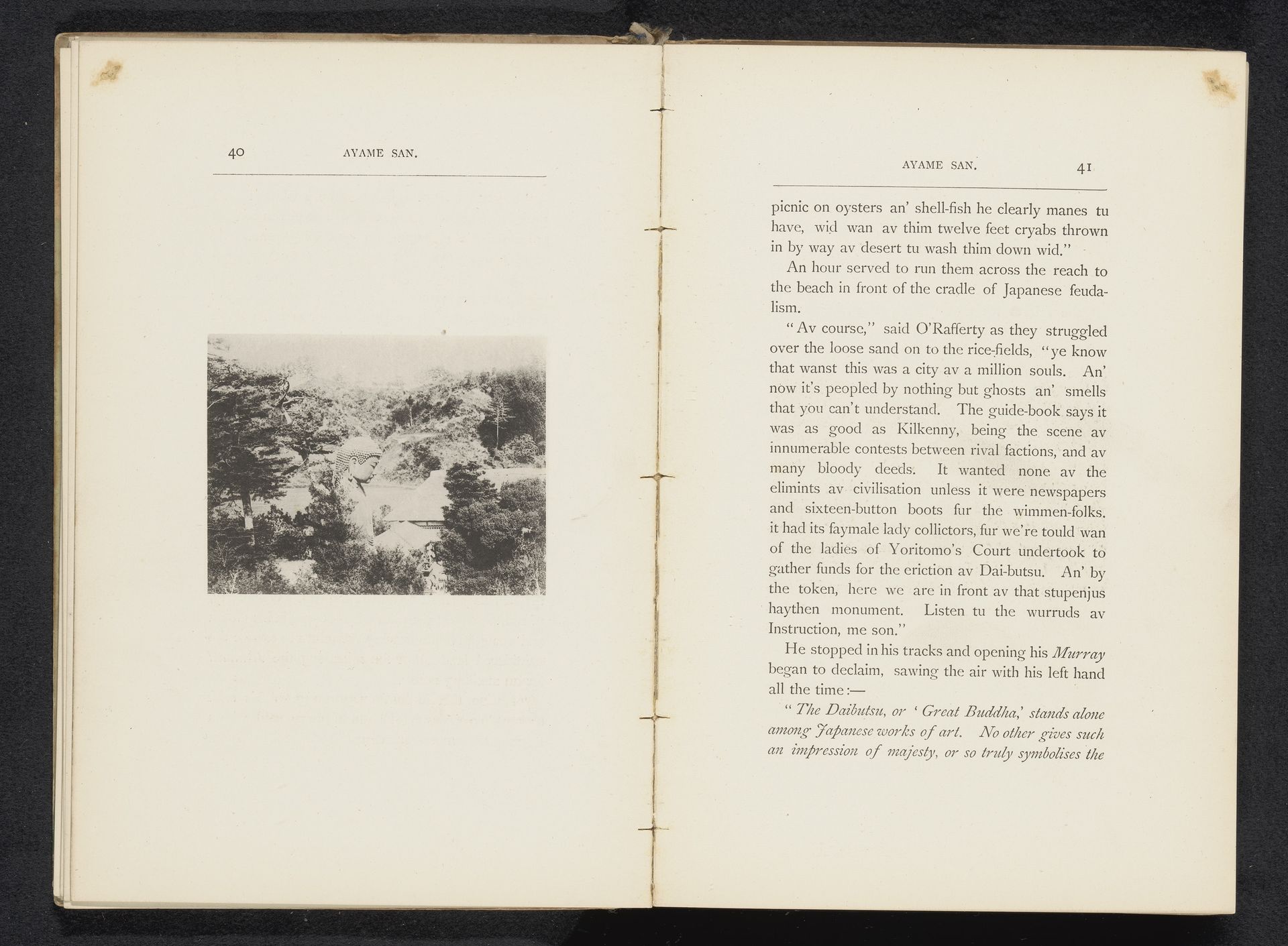 Gezicht op (vermoedelijk) het Boeddhabeeld van de tempel Kotoku-in te Kamakura by William Kinnimond Burton