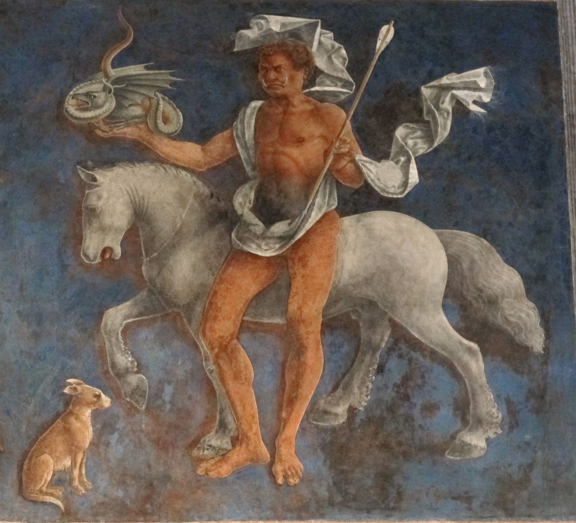 Allegory of March – Triumph of Minerva and Sign of Aries. Frescos in Palazzo Schifanoia (detail) by Francesco del Cossa