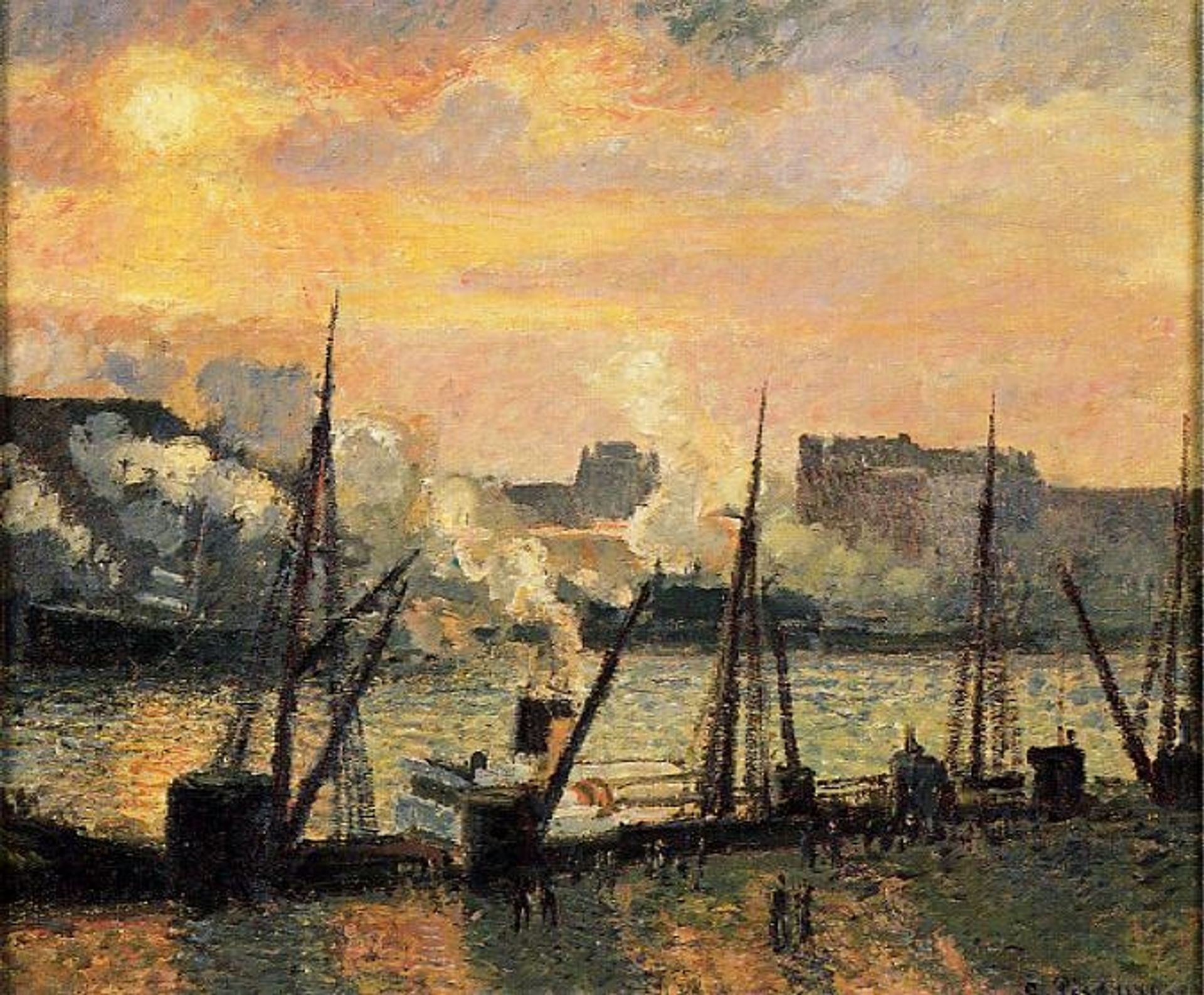 Quay in Rouen Sunset by Camille Pissarro