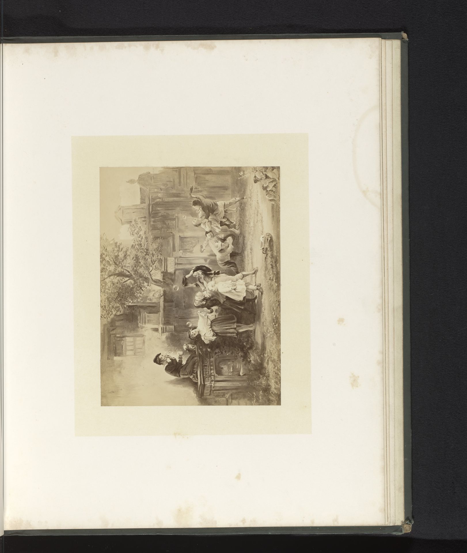 Fotoreproductie van een schets van Blowing Bubbles. The Past and the Present door Sir George Harvey by Thomas Annan