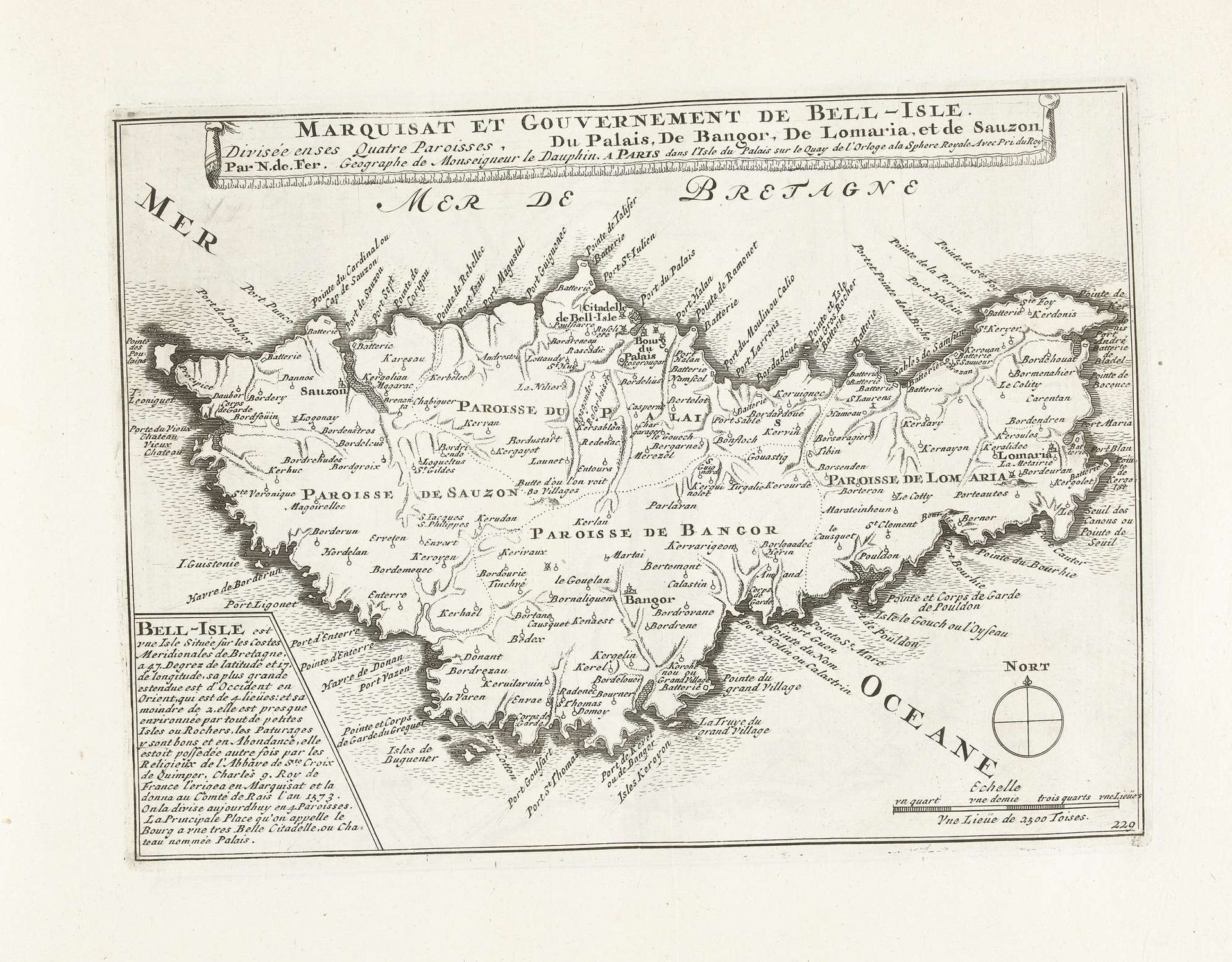 Kaart van de markizaat van Belle Ile, ca. 1702 by Anonymous