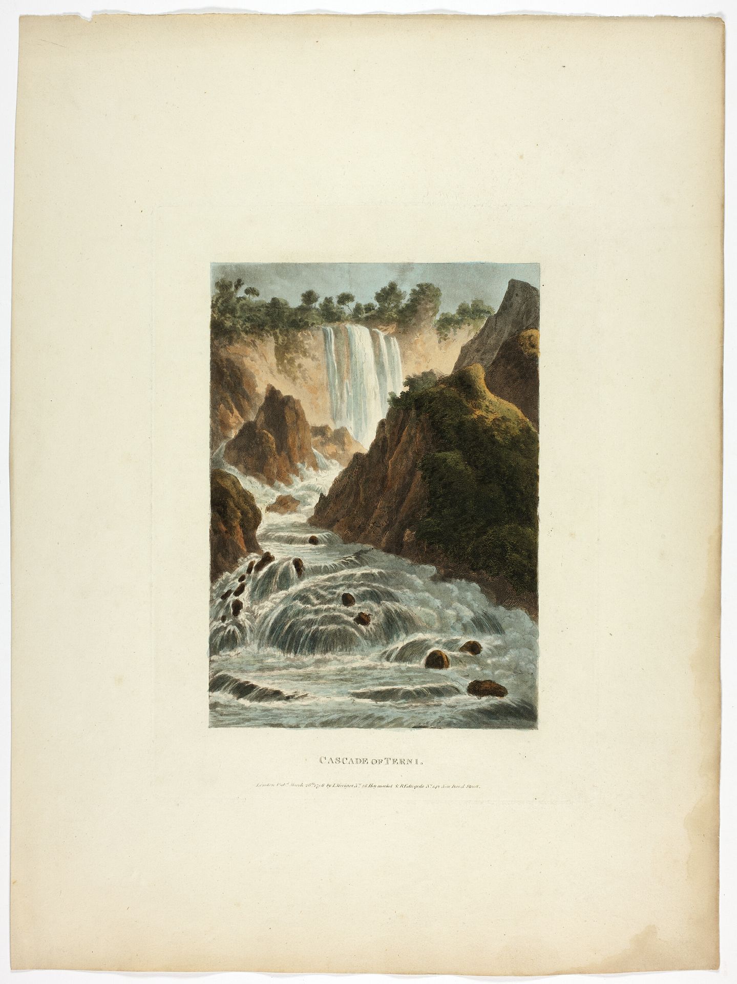 Cascade of Terni, plate fourteen from the Ruins of Rome by M. Dubourg