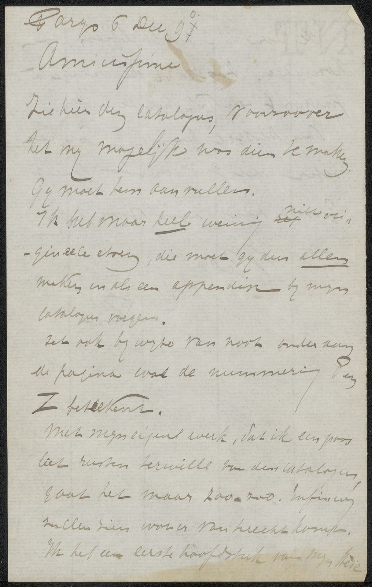 Brief aan Philip Zilcken by Adriaan Pit