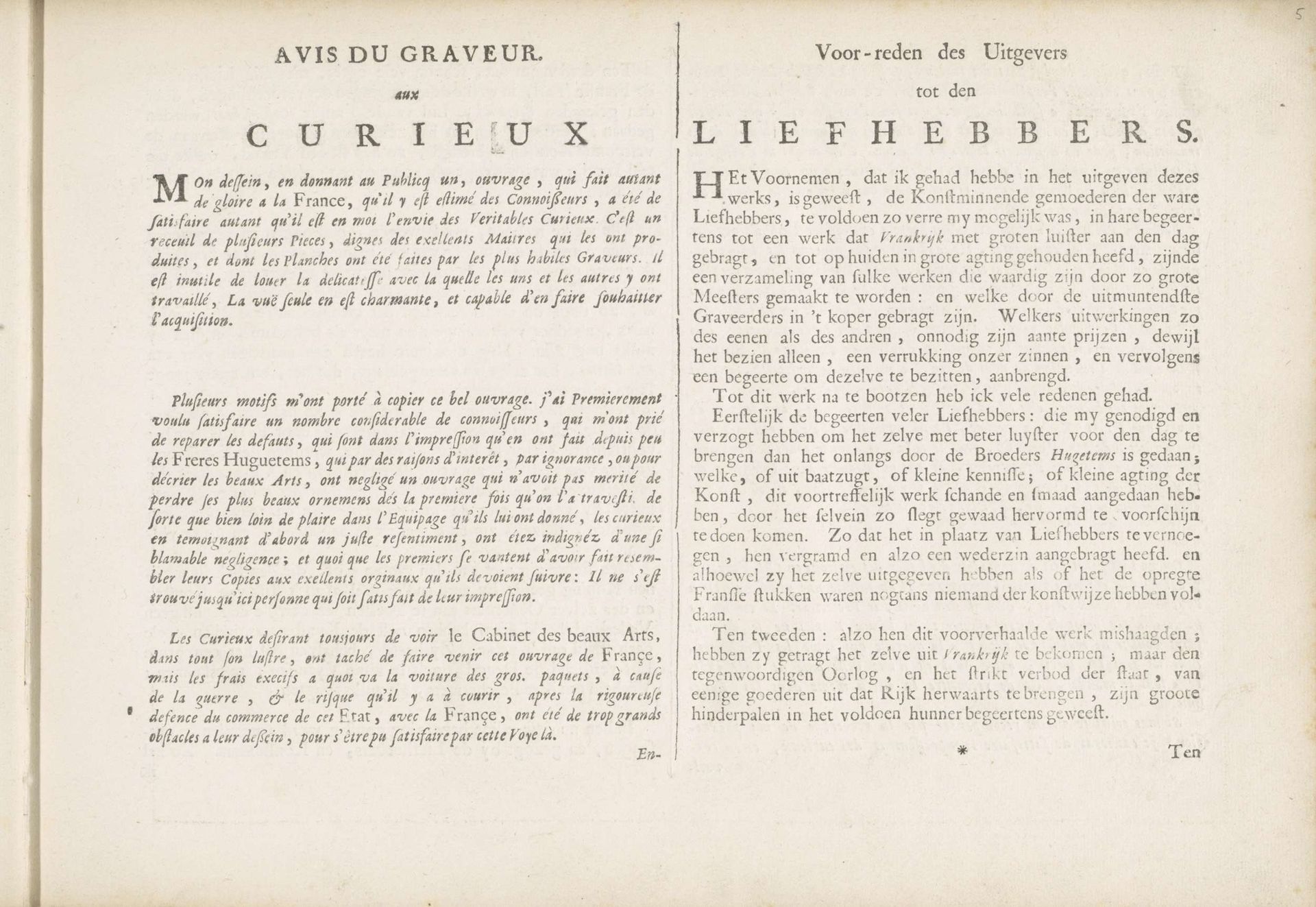 Avis du Graveur aux Curieux / Voor-reden des Uitgevers tot den Liefhebbers by Pieter Schenk
