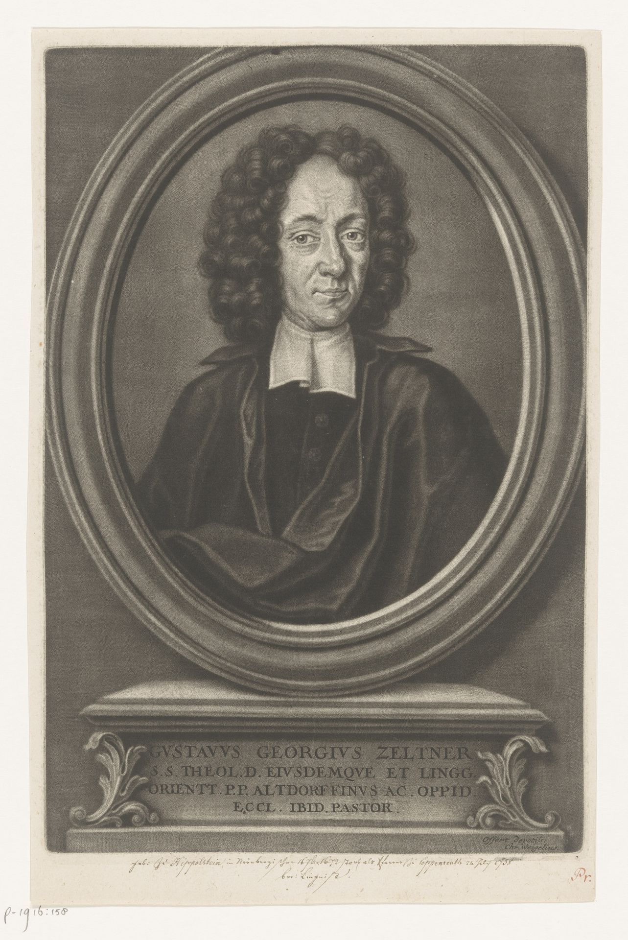 Portret van Gustav Georg Zeltner by Christoph Weigel