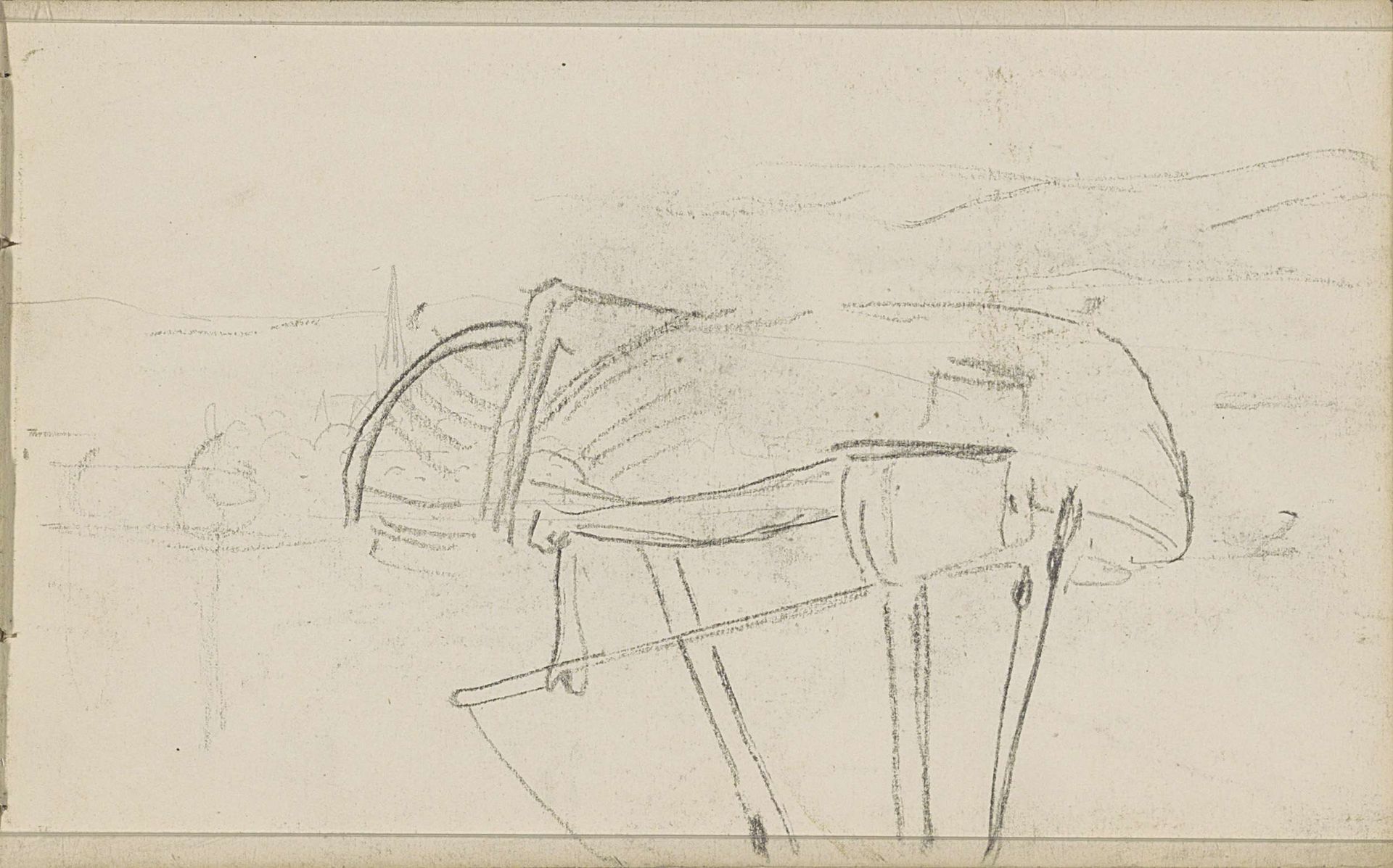 Zeilschip op een strand by Anton Mauve