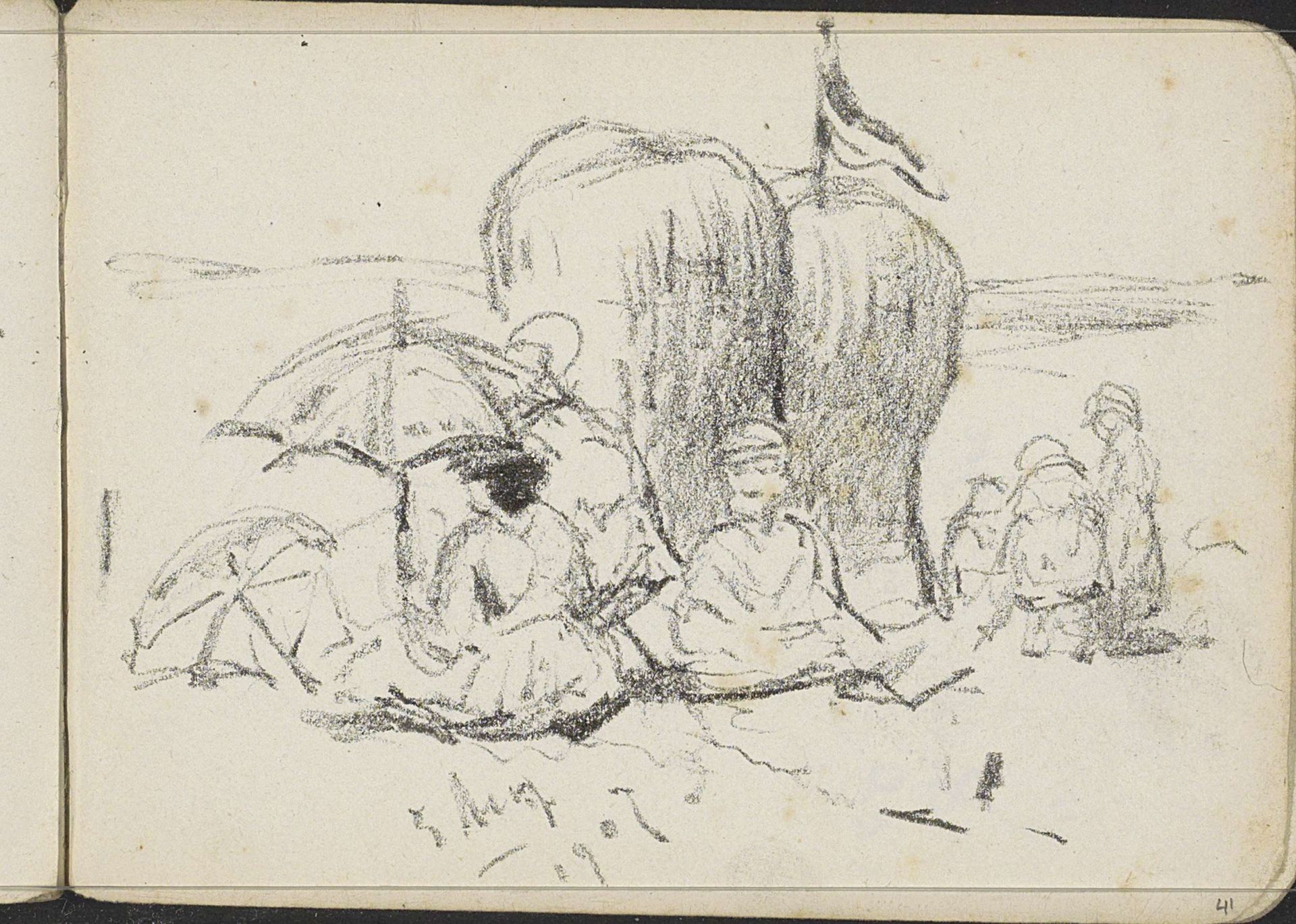 Zittende figuren op het strand by Willem Cornelis Rip
