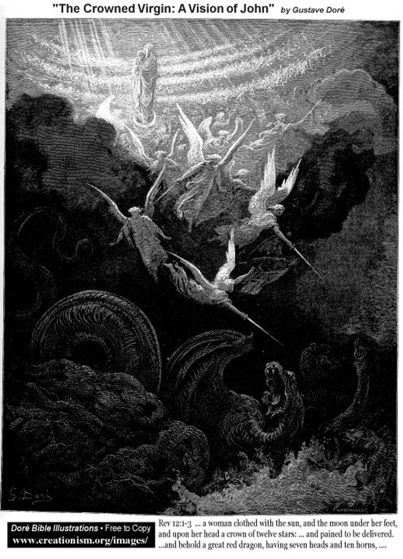 The Crowned Virgin Vision Of John by Gustave Dore