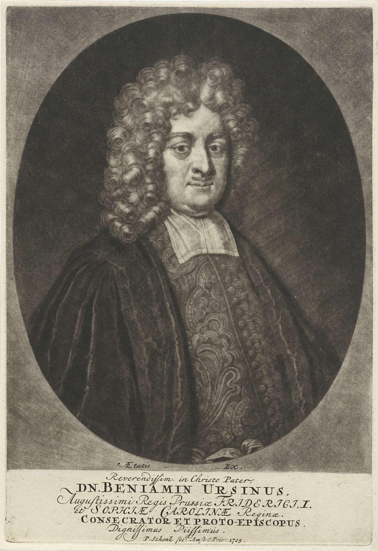 Portret van de theoloog Benjamin Ursinus by Pieter Schenk