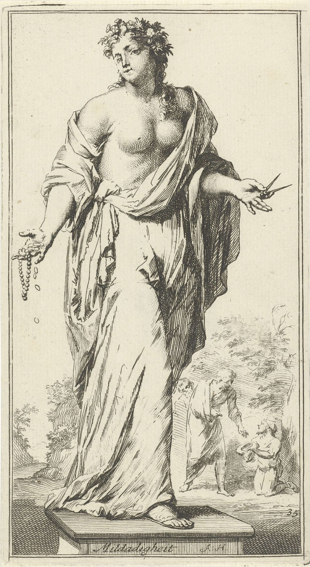 Personificatie van de liefdadigheid by Arnold Houbraken
