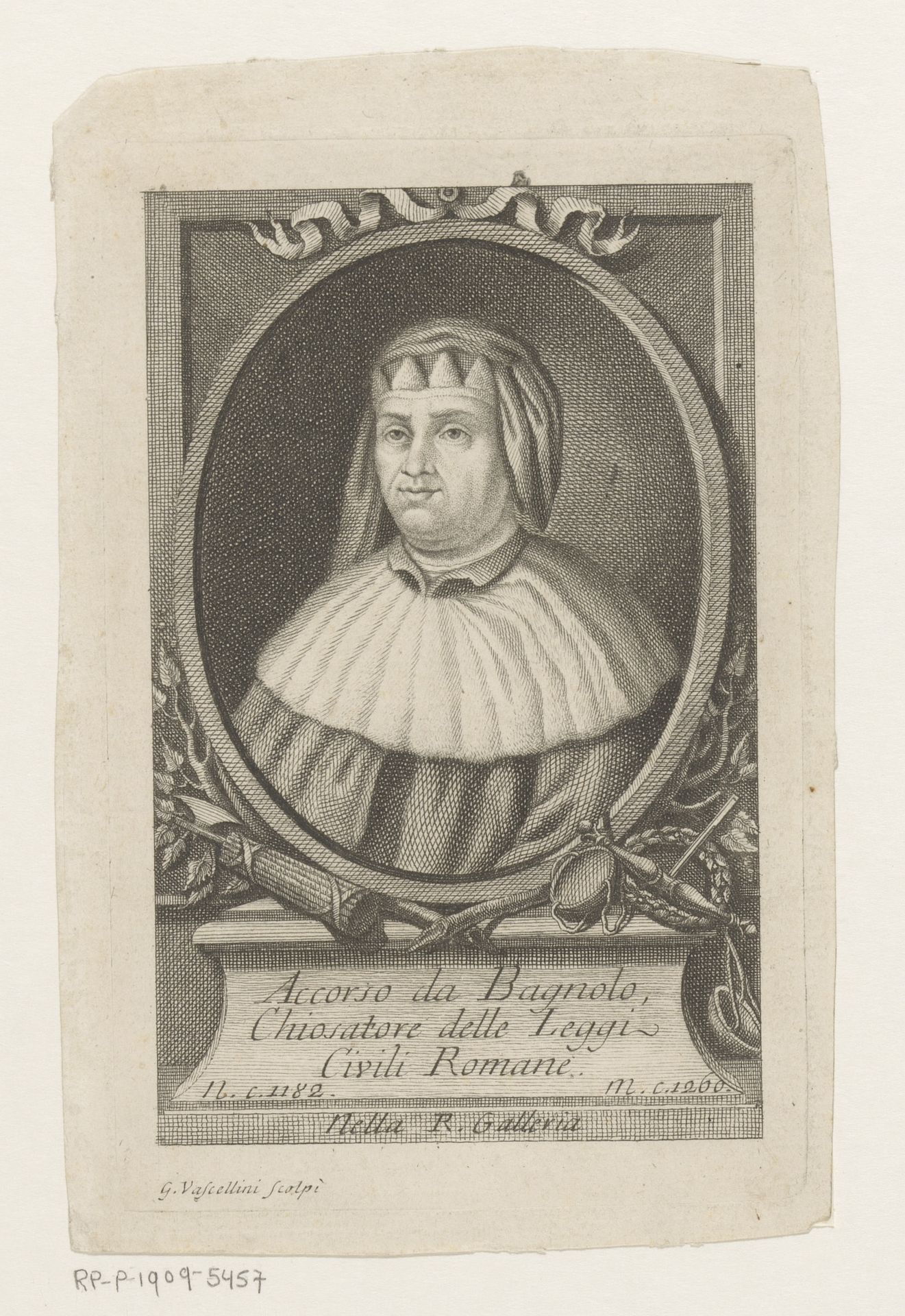 Portret van jurist Accursius by Gaetano Vascellini