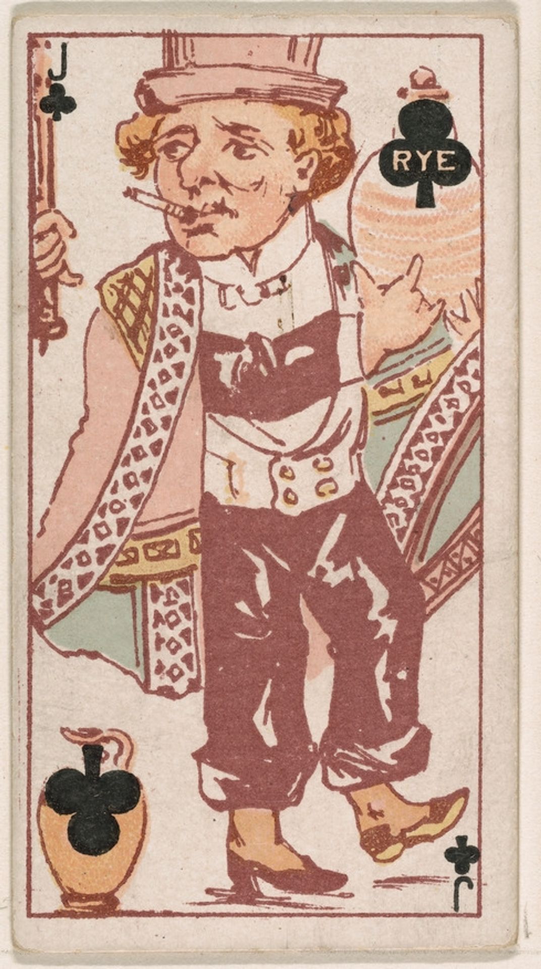 Jack of Clubs, from Harlequin Cards, 2nd Series (N220) issued by Kinney Bros. by Kinney Brothers Tobacco Company