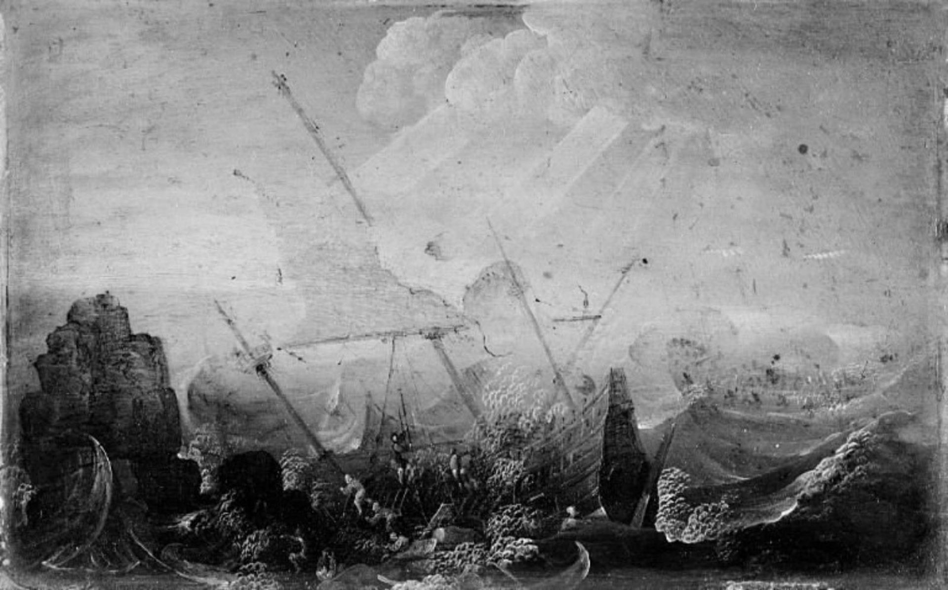 Shipwreck against a Rock by Anonymous