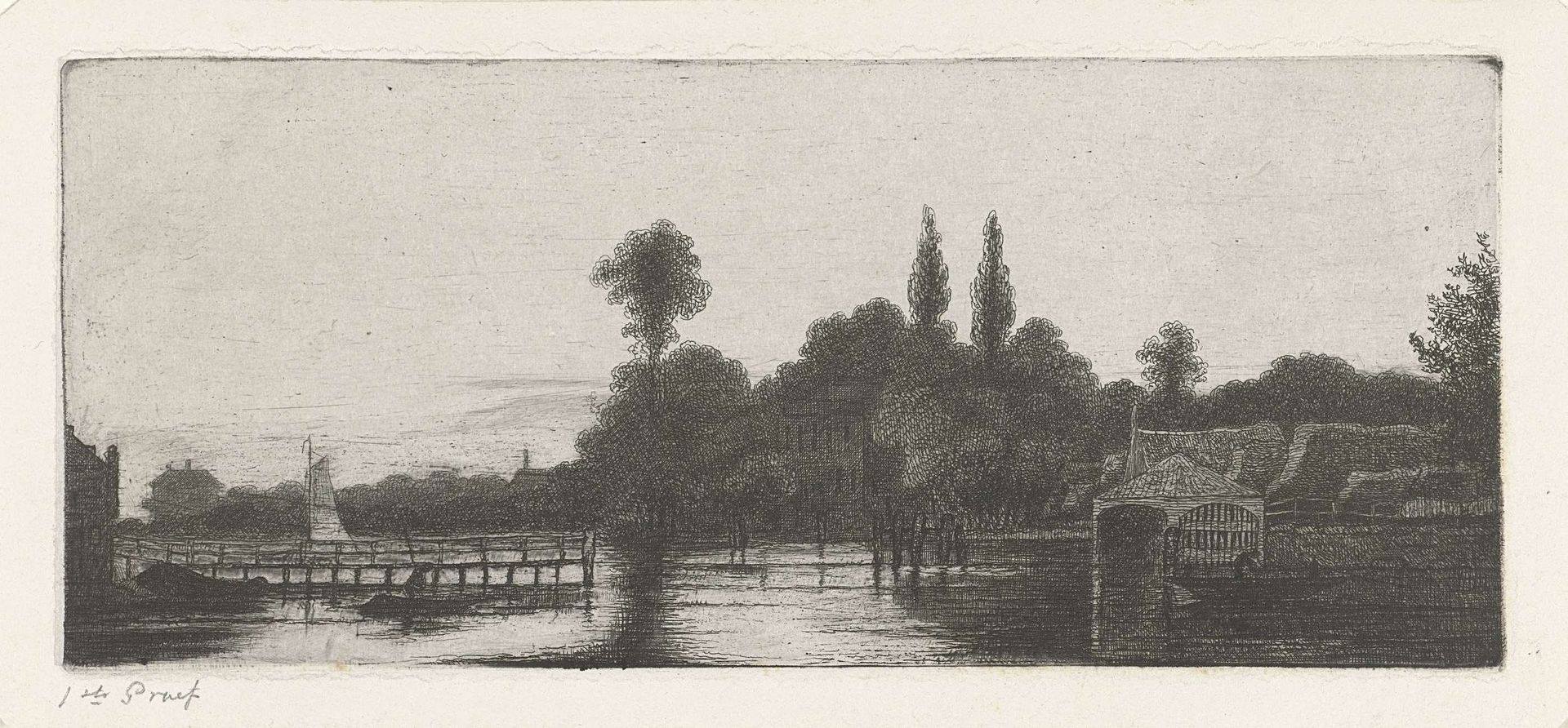 Gezicht op een rivier by Jacobus Ludovicus Cornet