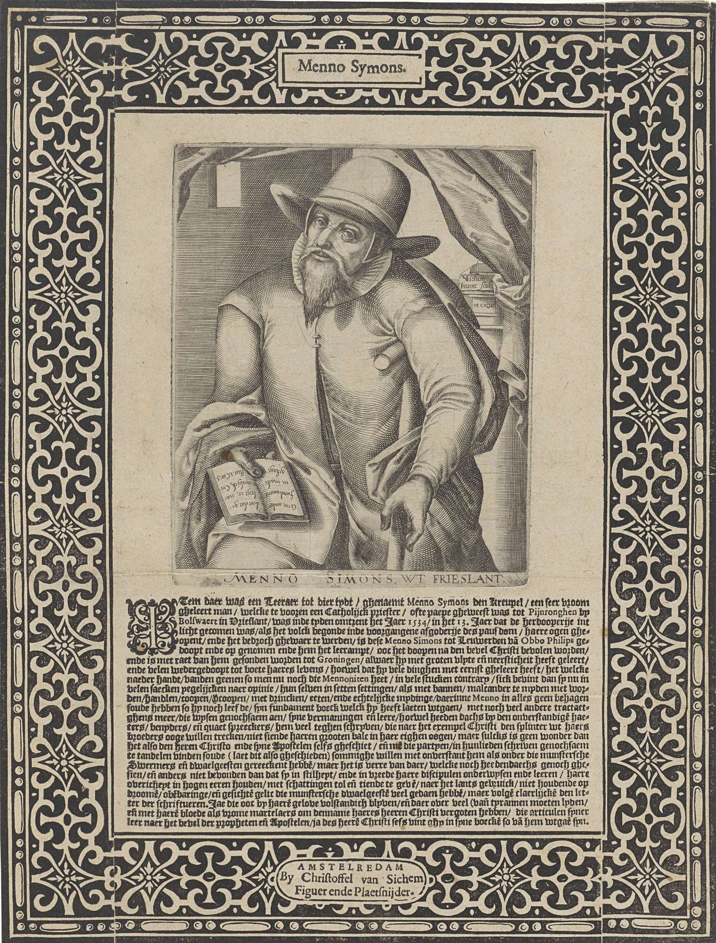 Portret van Menno Simons by Christoffel van Sichem I