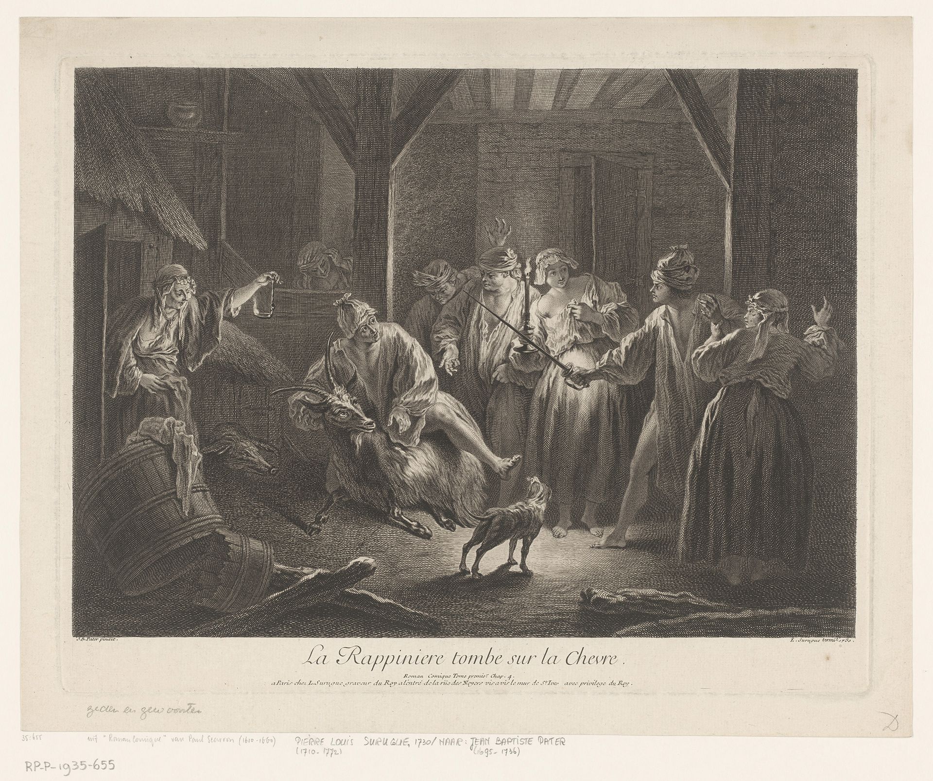 Man valt bovenop een geit by Louis Surugue