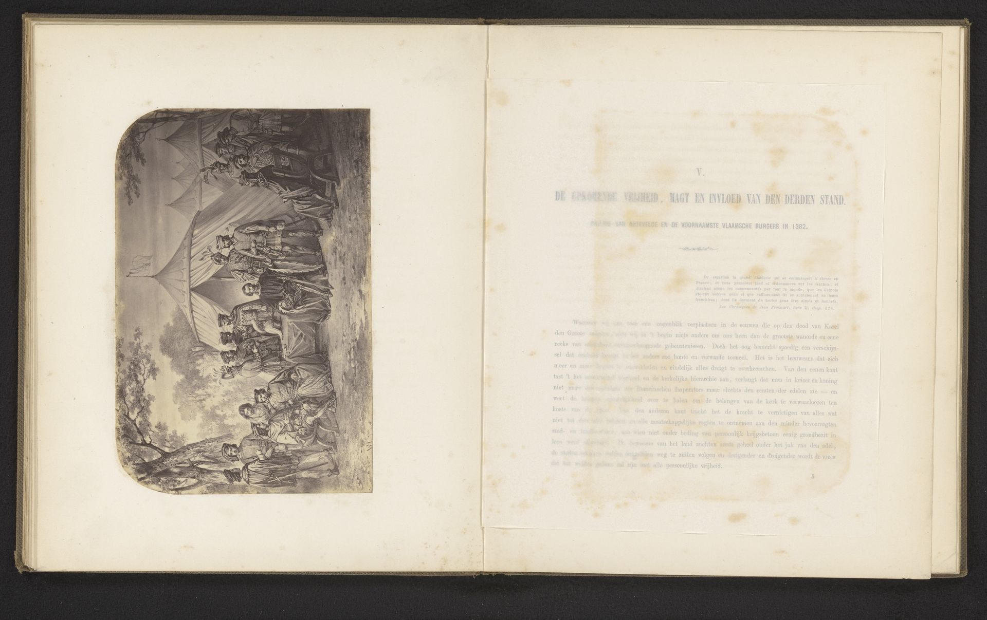 Fotoreproductie van een prent van Filips van Artevelde en de voornaamste Vlaamse burgers in 1382 by W.A. van Hoek