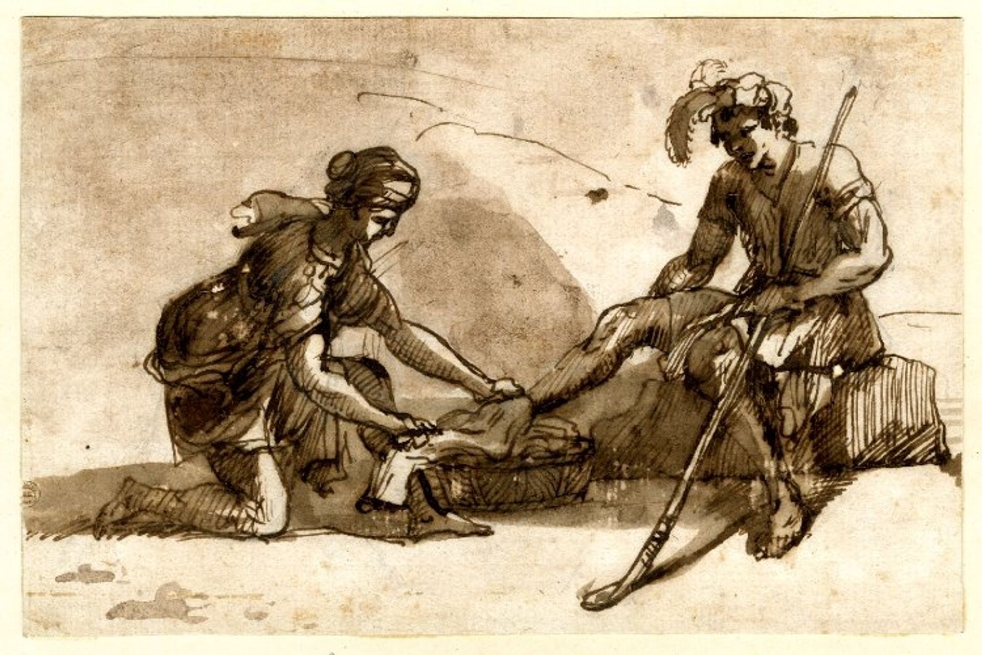 Study to Pastoral landscape with figures by Claude Lorrain