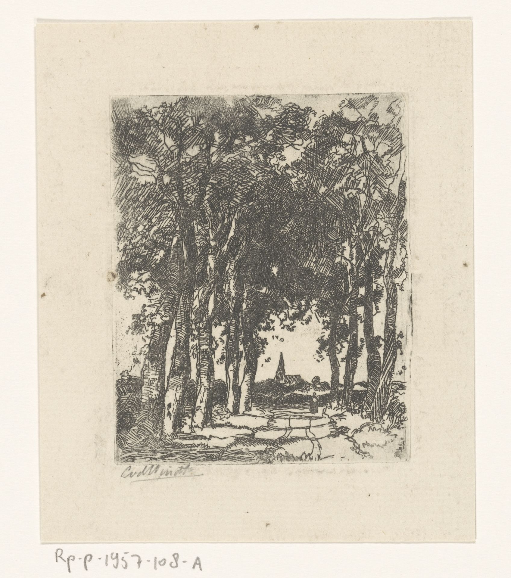 Bomenlaan met dorpsgezicht by Chris van der Windt