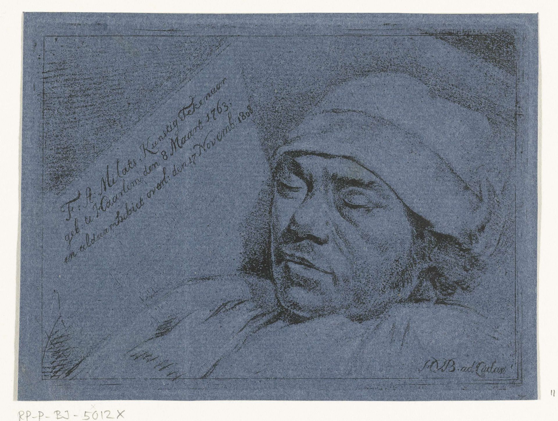 Portret van de schilder Franciscus Andreas Milatz op zijn doodsbed by Hermanus van Brussel