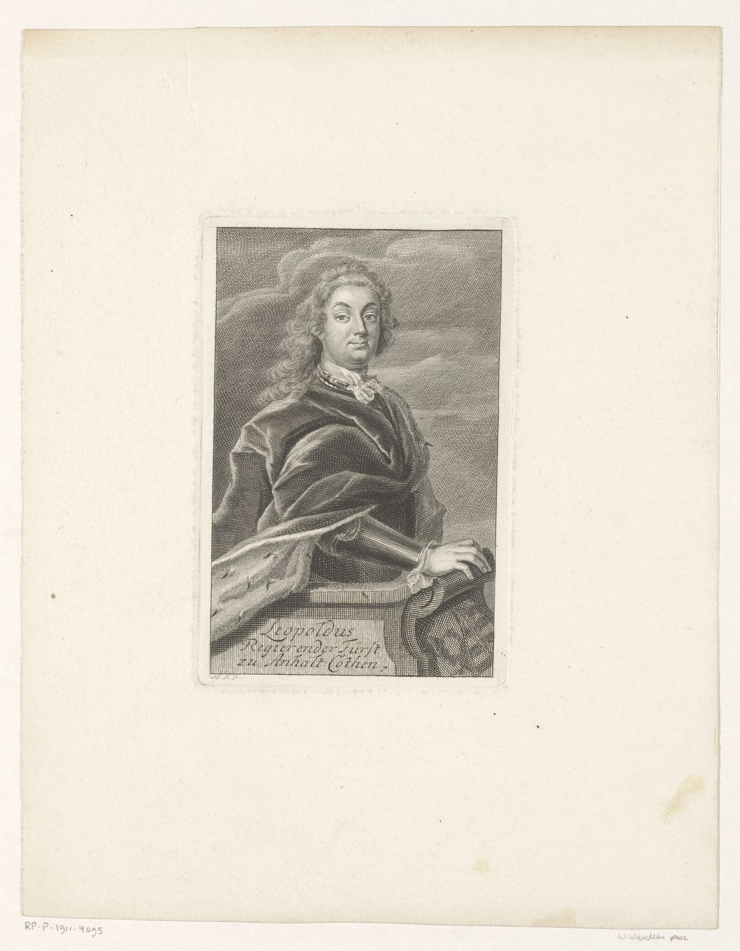 Portret van Leopold von Anhalt-Köthen by Martin Bernigeroth