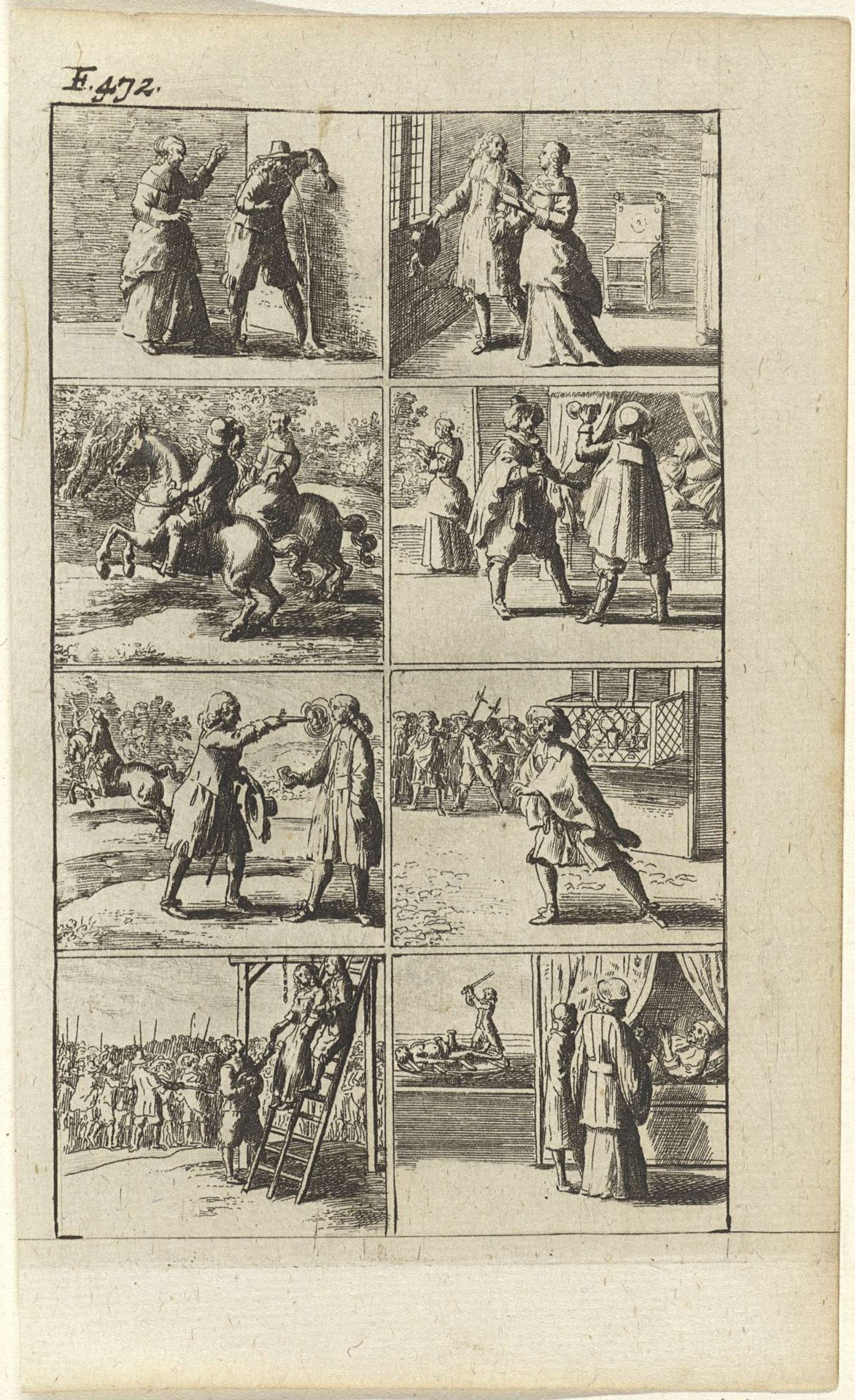 Verhaal met voorstellingen van moord en doodstraf (F. 472.) by Abraham Dircksz. Santvoort
