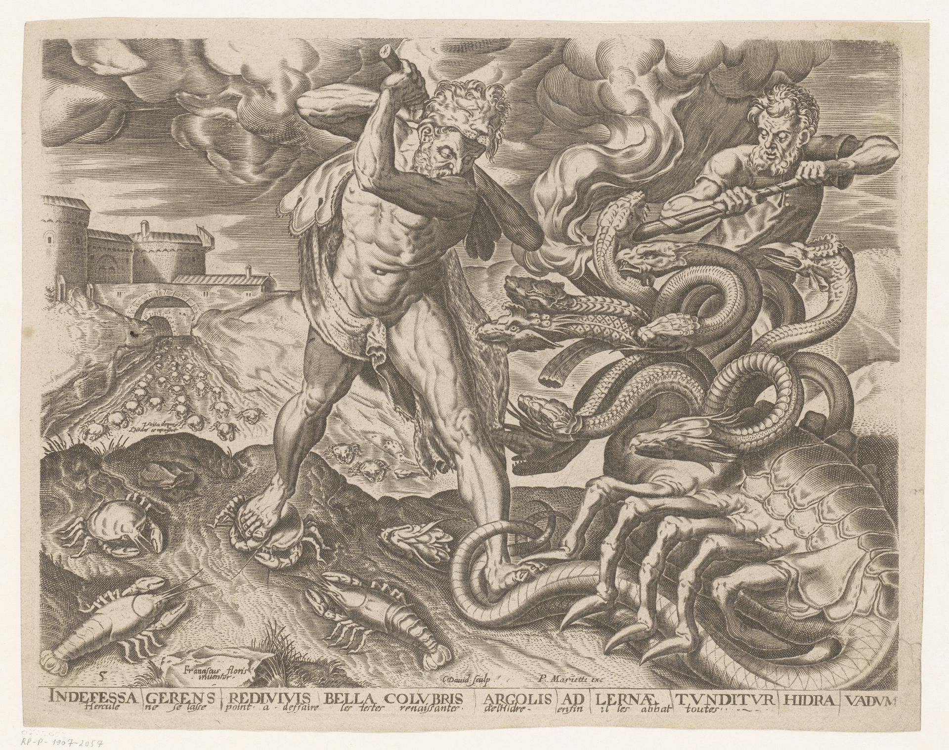 Hercules verslaat de hydra van Lerna by Charles David