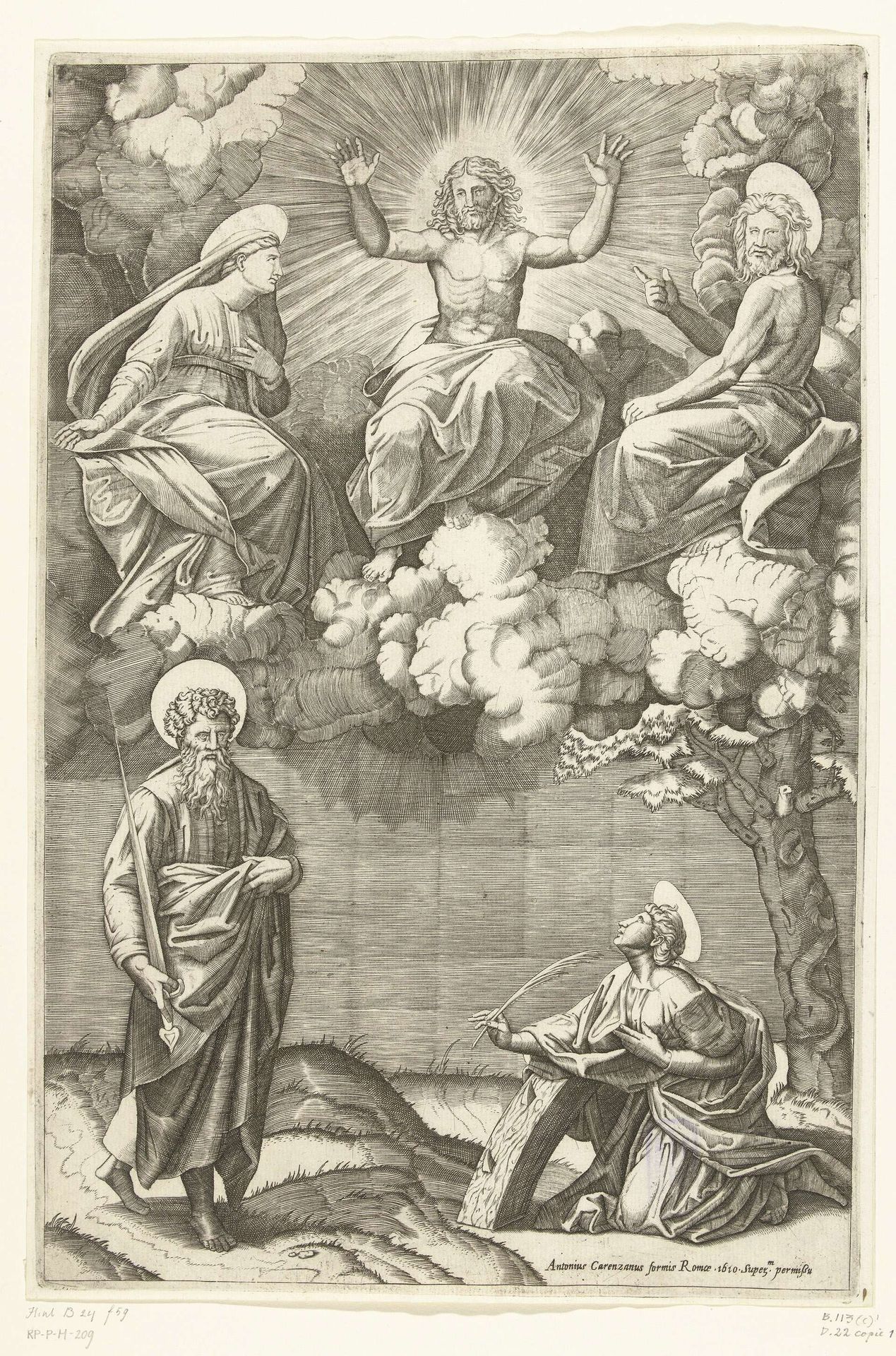 Christus en Maria en Johannes de Doper met heiligen Paulus en Catharina van Alexandrië by Anonymous