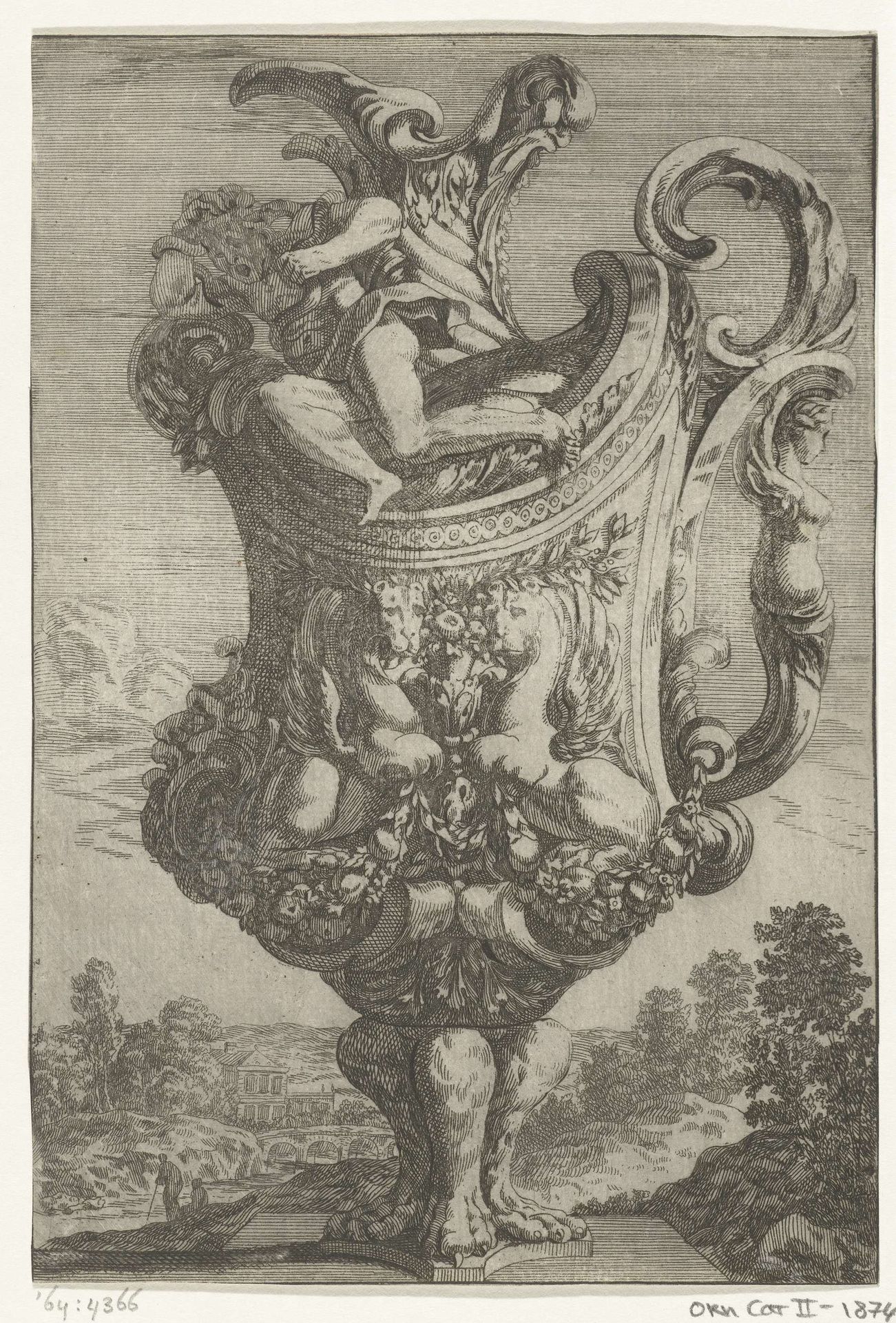 Schenkkan met twee gevleugelde paarden by Jean Lepautre