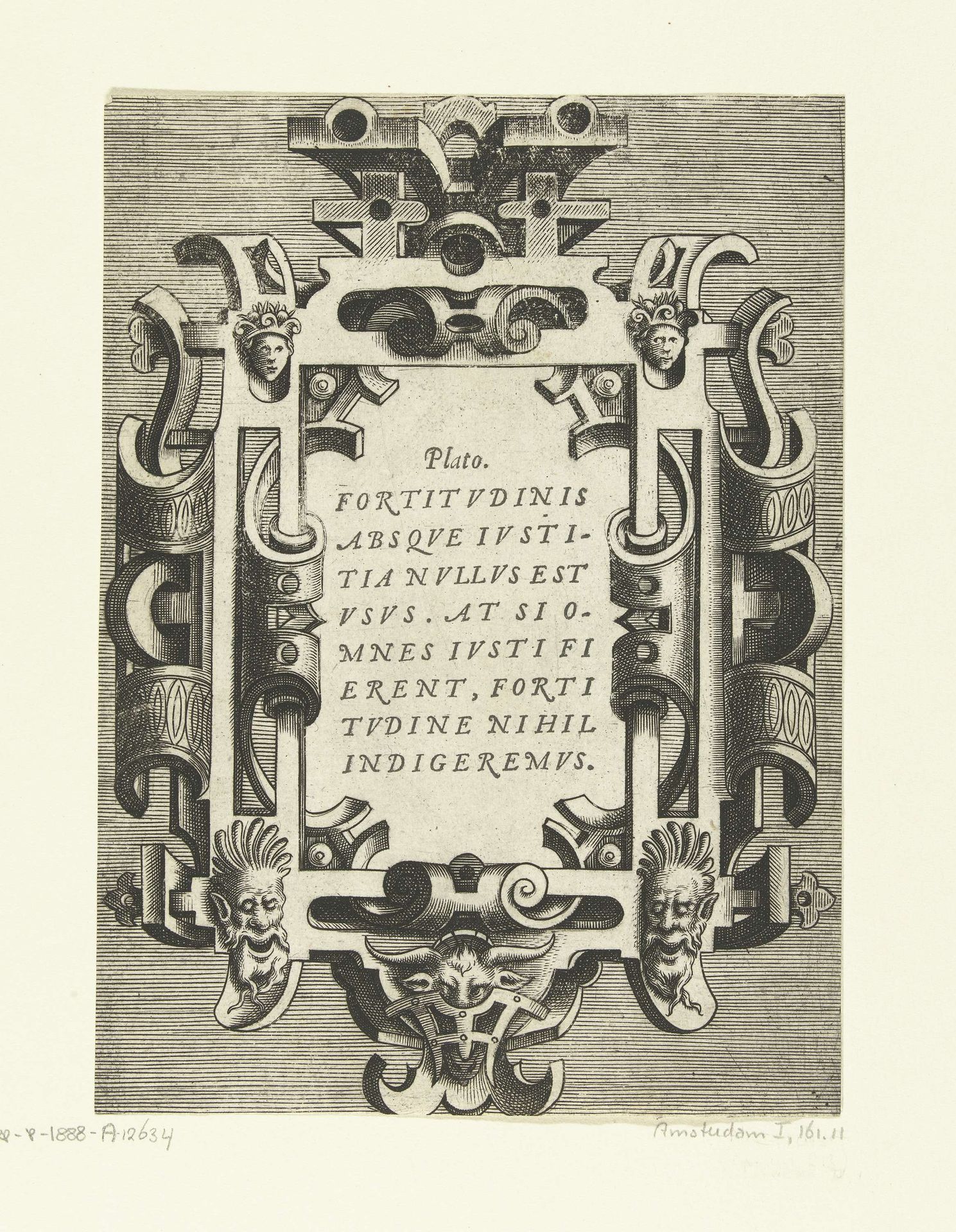 Cartouche met een citaat van Plato by Frans Huys
