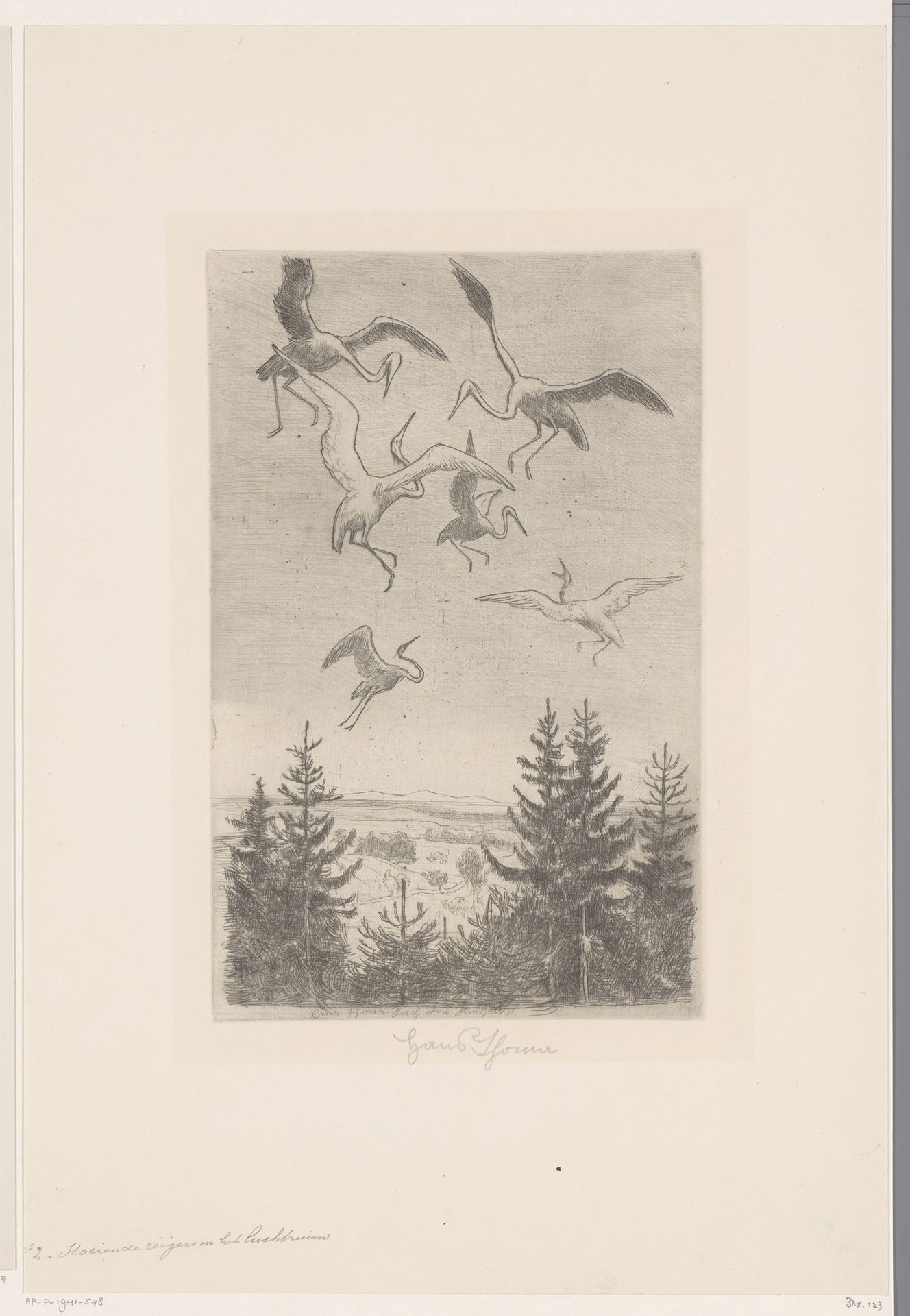 Vliegende reigers by Hans Thoma