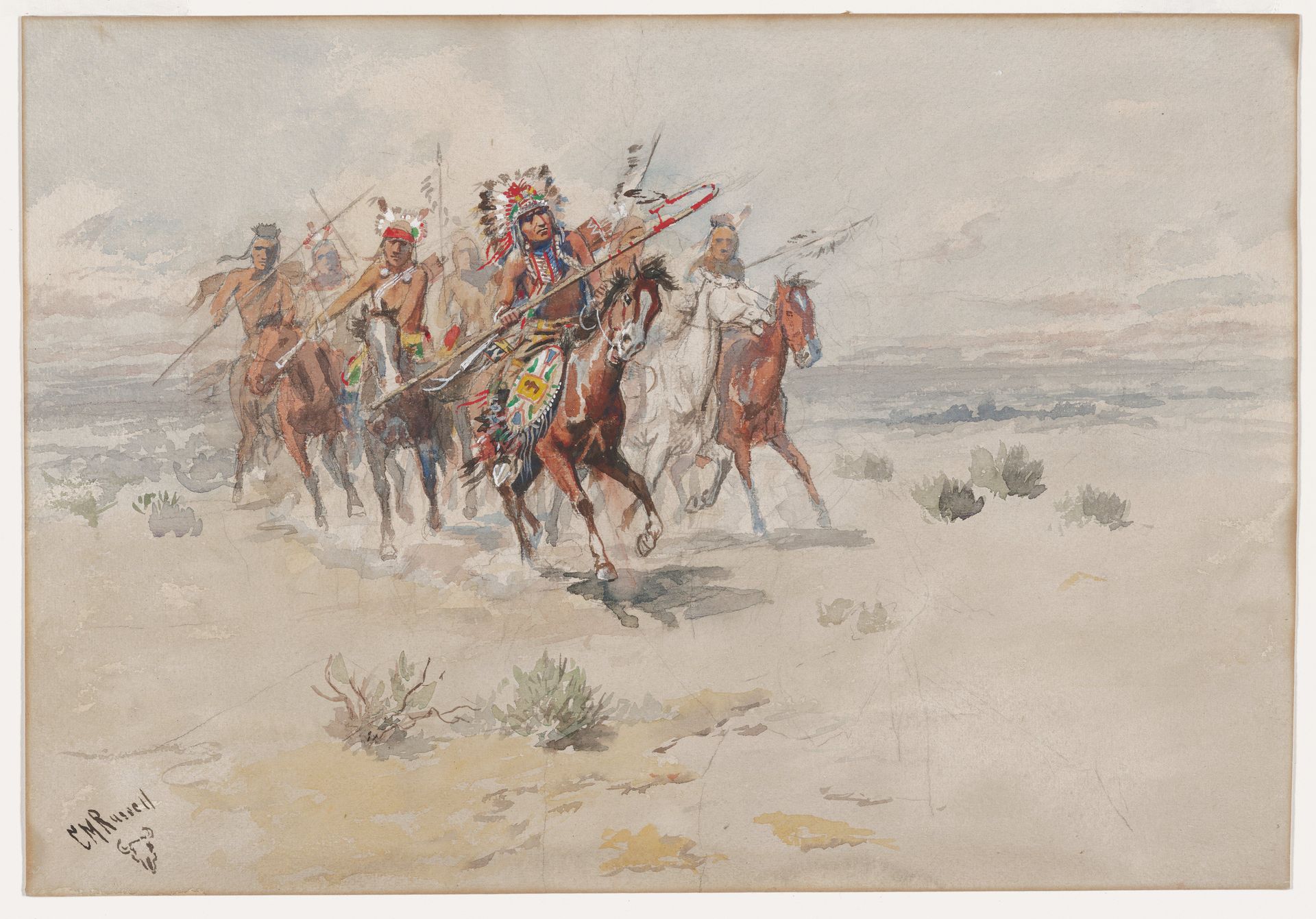 Native Americans on Horseback by Charles M. Russell