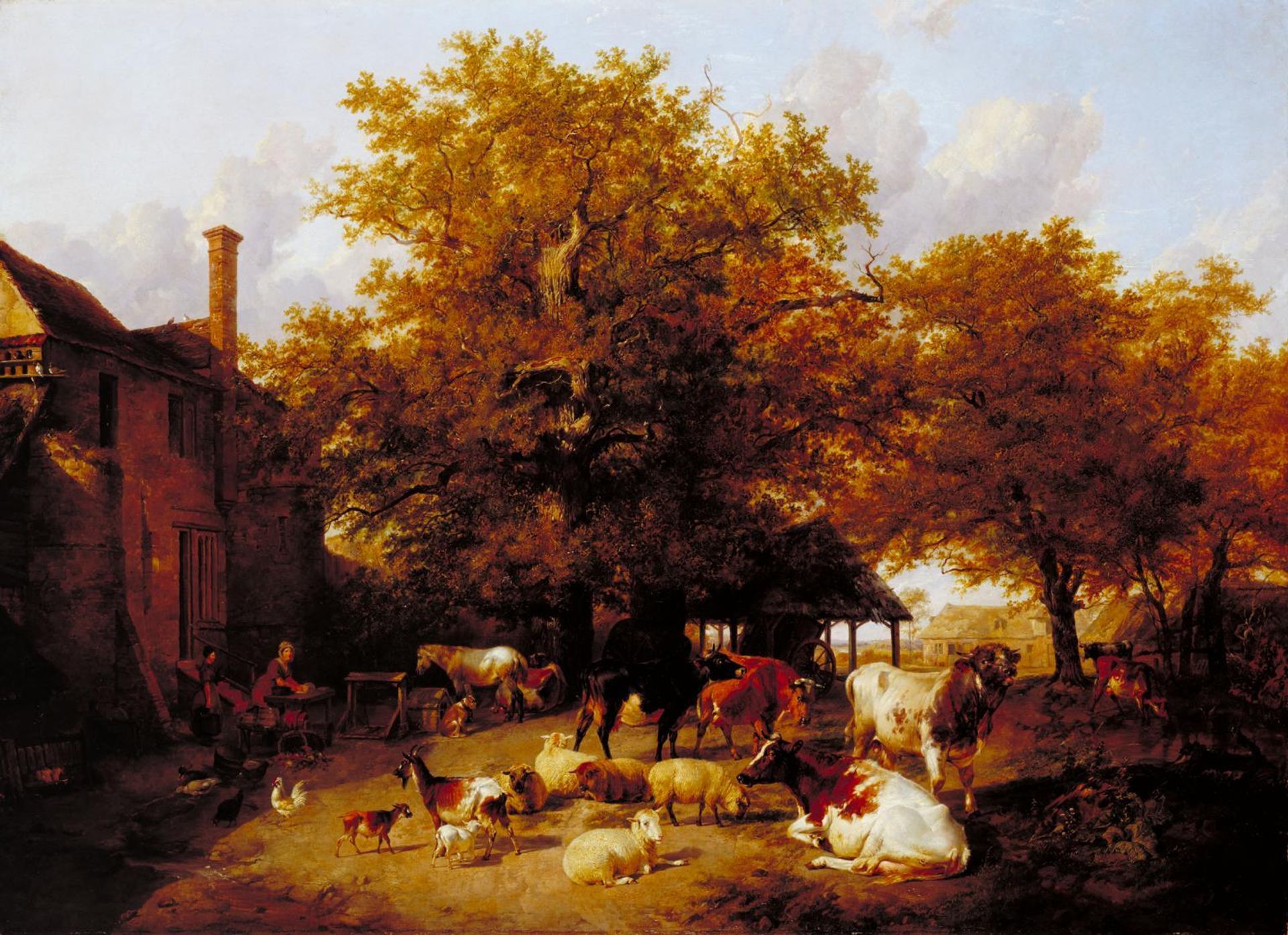 Milking Time - Study of a Farm-Yard near Canterbury by Thomas Sidney Cooper