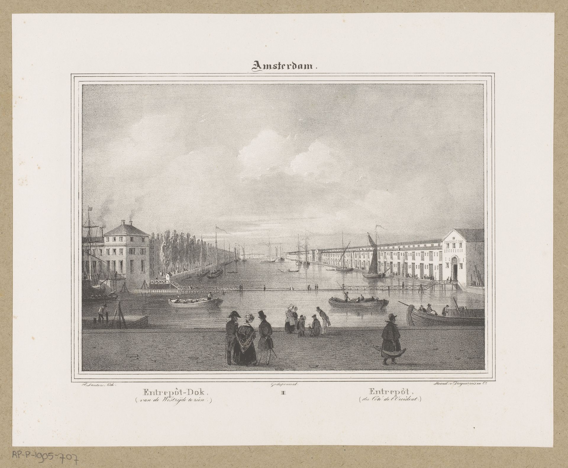 Gezicht op het Entrepotdok by Paulus Lauters