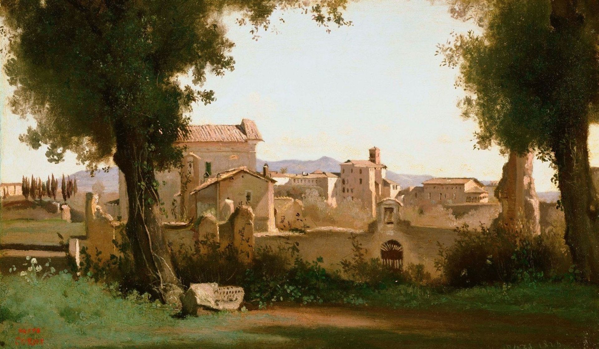 View from the Farnese Gardens, Rome by Camille Corot