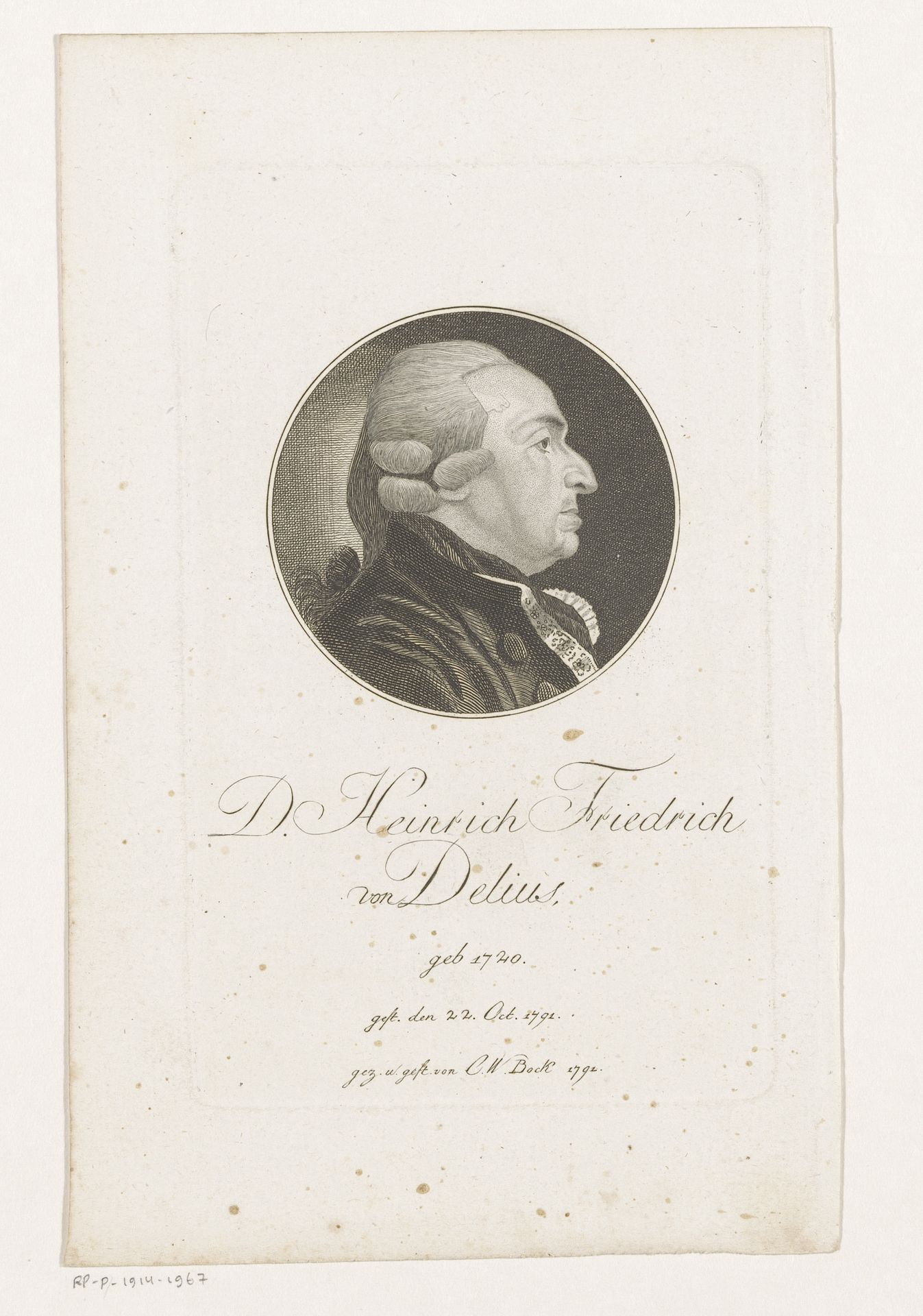Portret van Heinrich Friedrich von Delius by Christoph-Wilhelm Bock