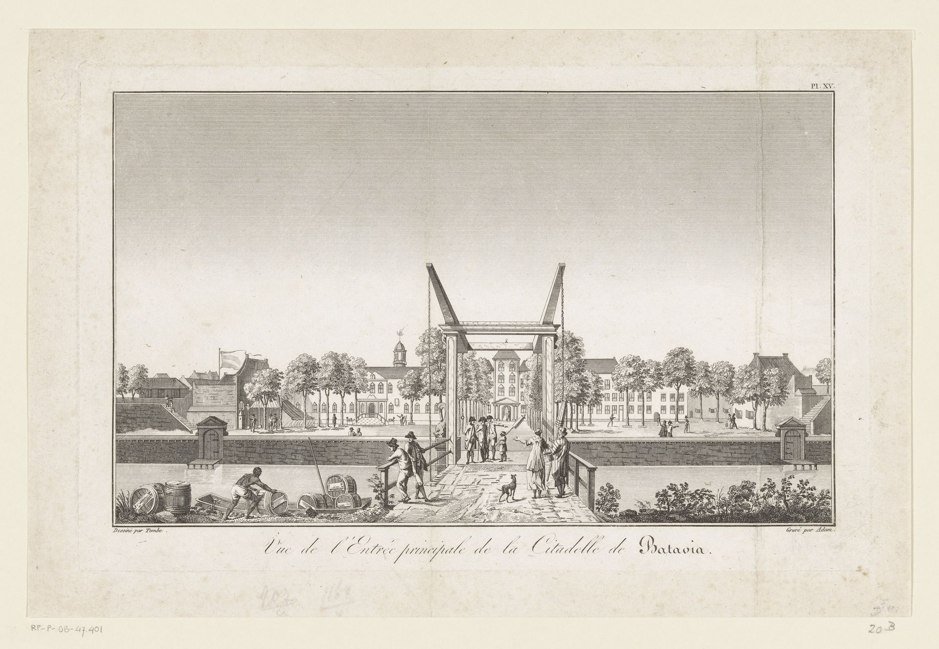 Gezicht op het kasteel van Batavia vanaf een ophaalbrug by Adam (prentmaker)