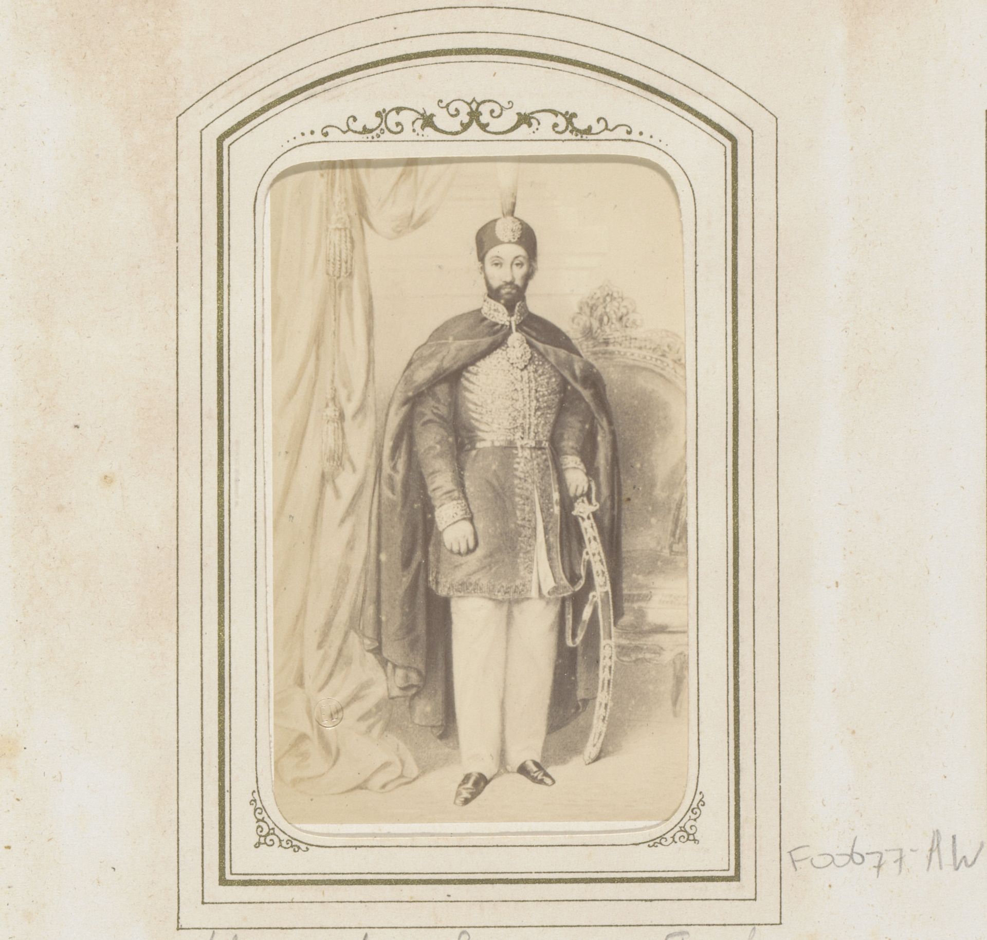 Fotoreproductie van een getekend portret van Abdülaziz, 32e sultan van het Ottomaanse Rijk by Émilien Desmaisons