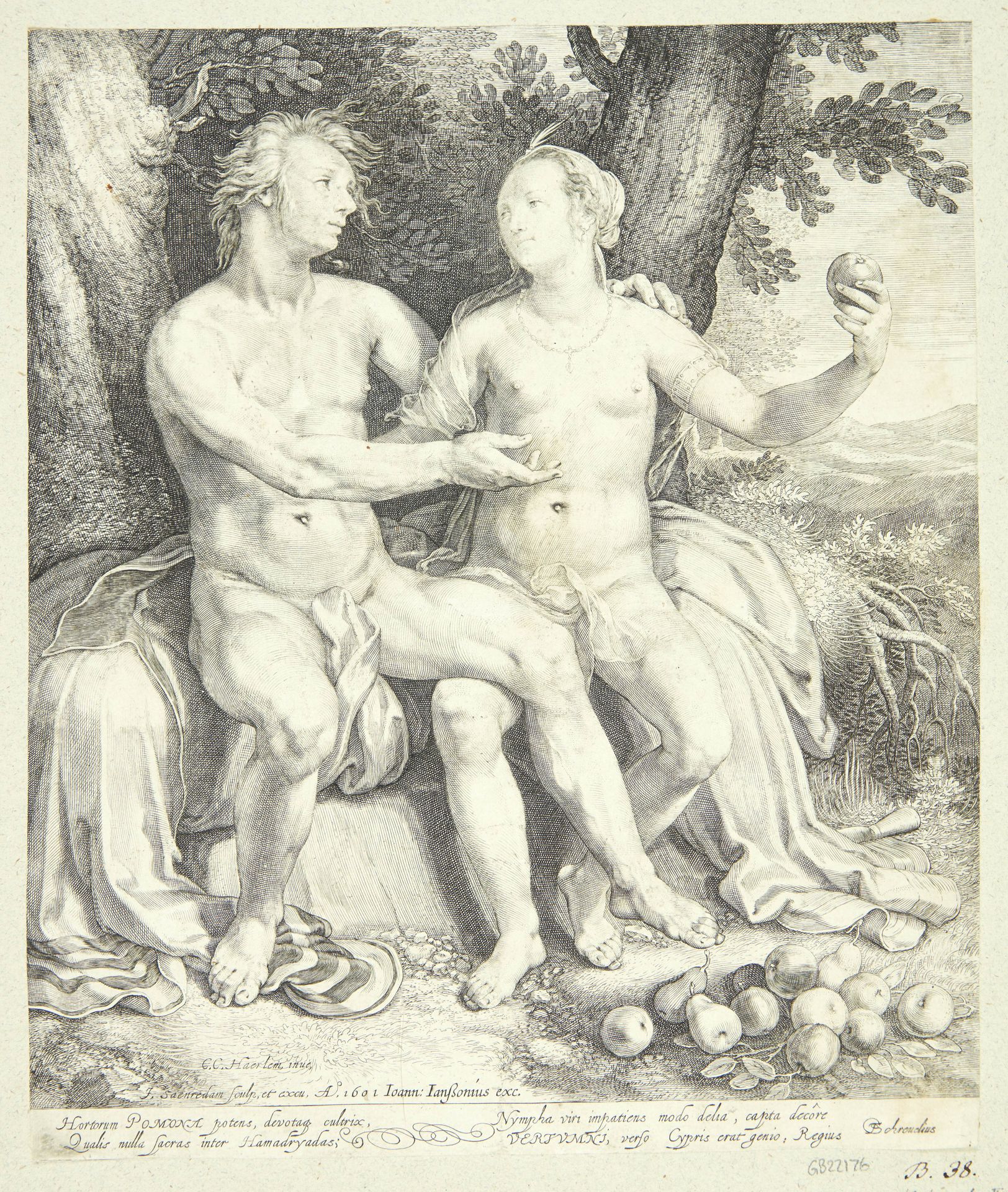 Vertumnus og Pomona by Jan Saenredam