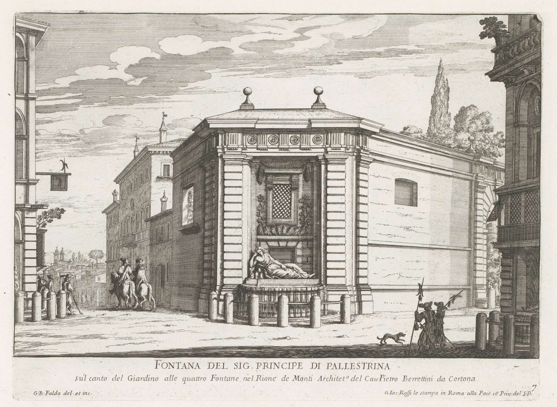Dianafontein van de Quattro Fontane te Rome by Giovanni Battista Falda