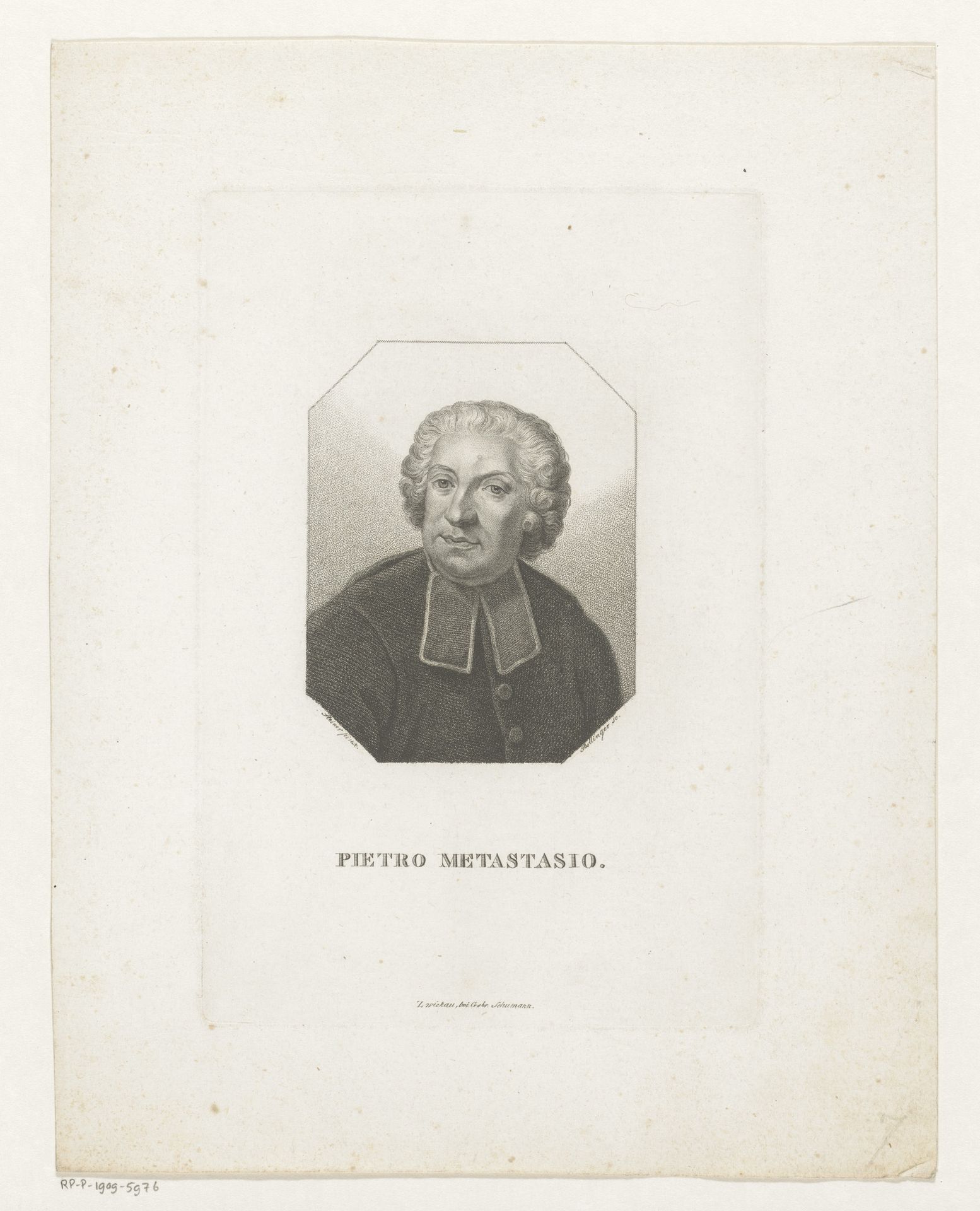 Portret van Pietro Metastasio by Friedrich Wilhelm Bollinger
