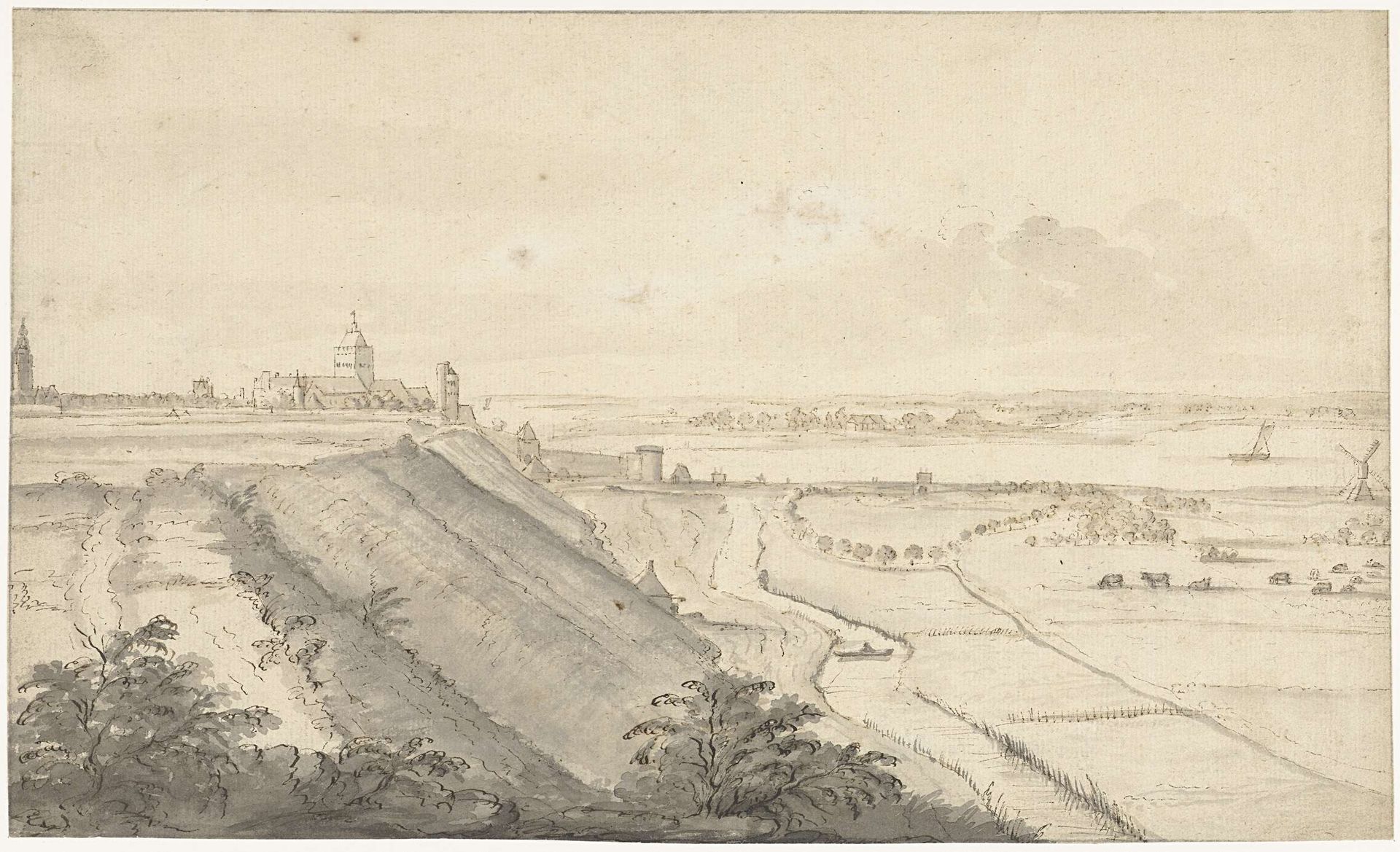 Gezicht op Nijmegen by Jacob van (I) Eynden