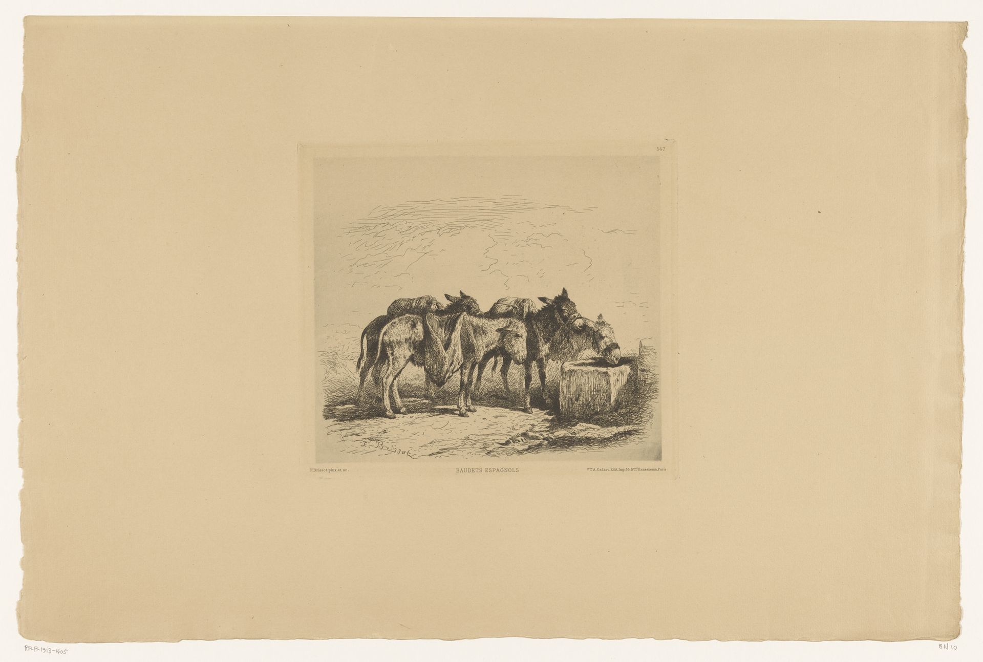 Ezels bij een trog by Félix Brissot de Warville