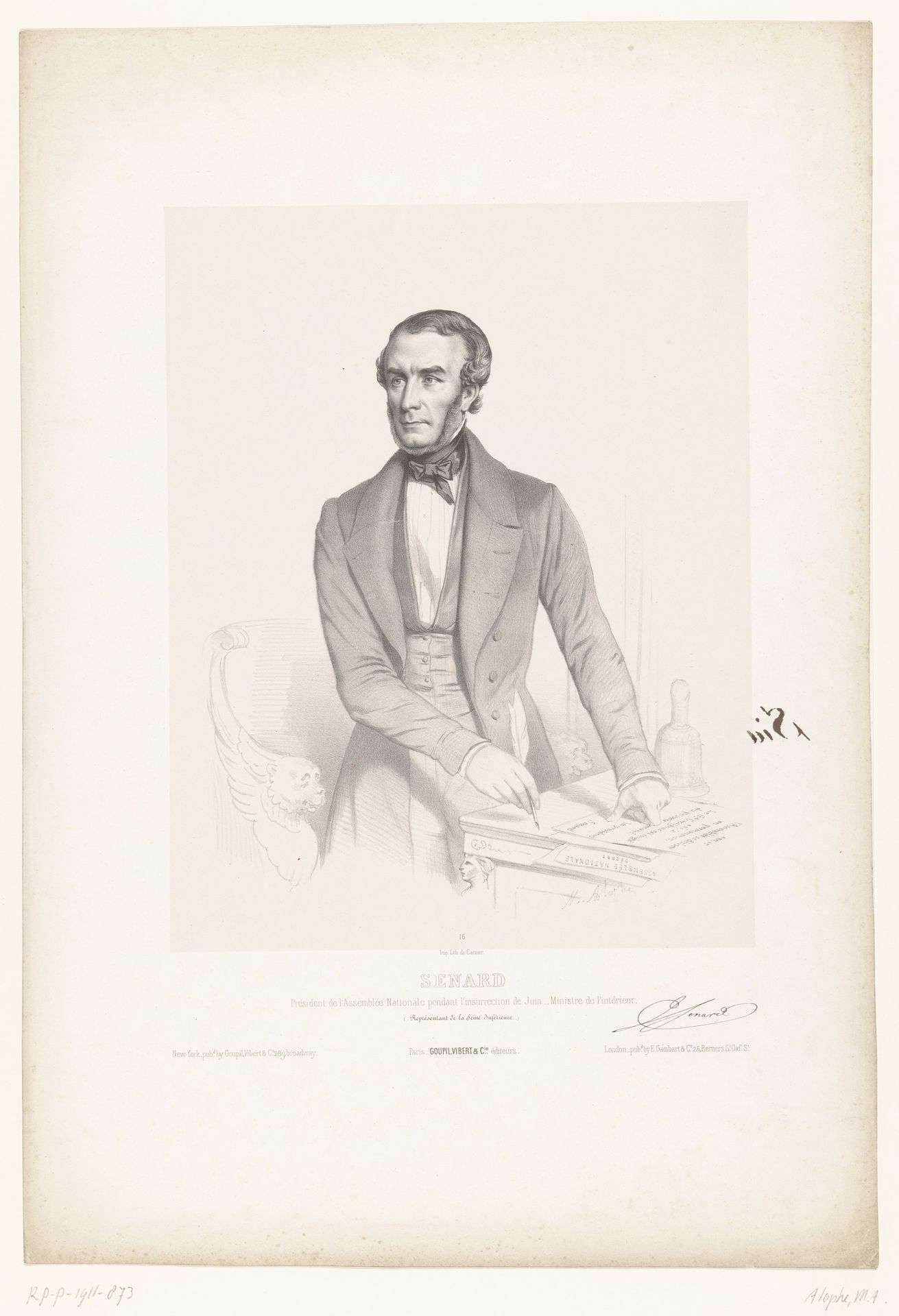 Portret van Antoine Sénard als president van de Nationale Vergadering by Marie-Alexandre Alophe